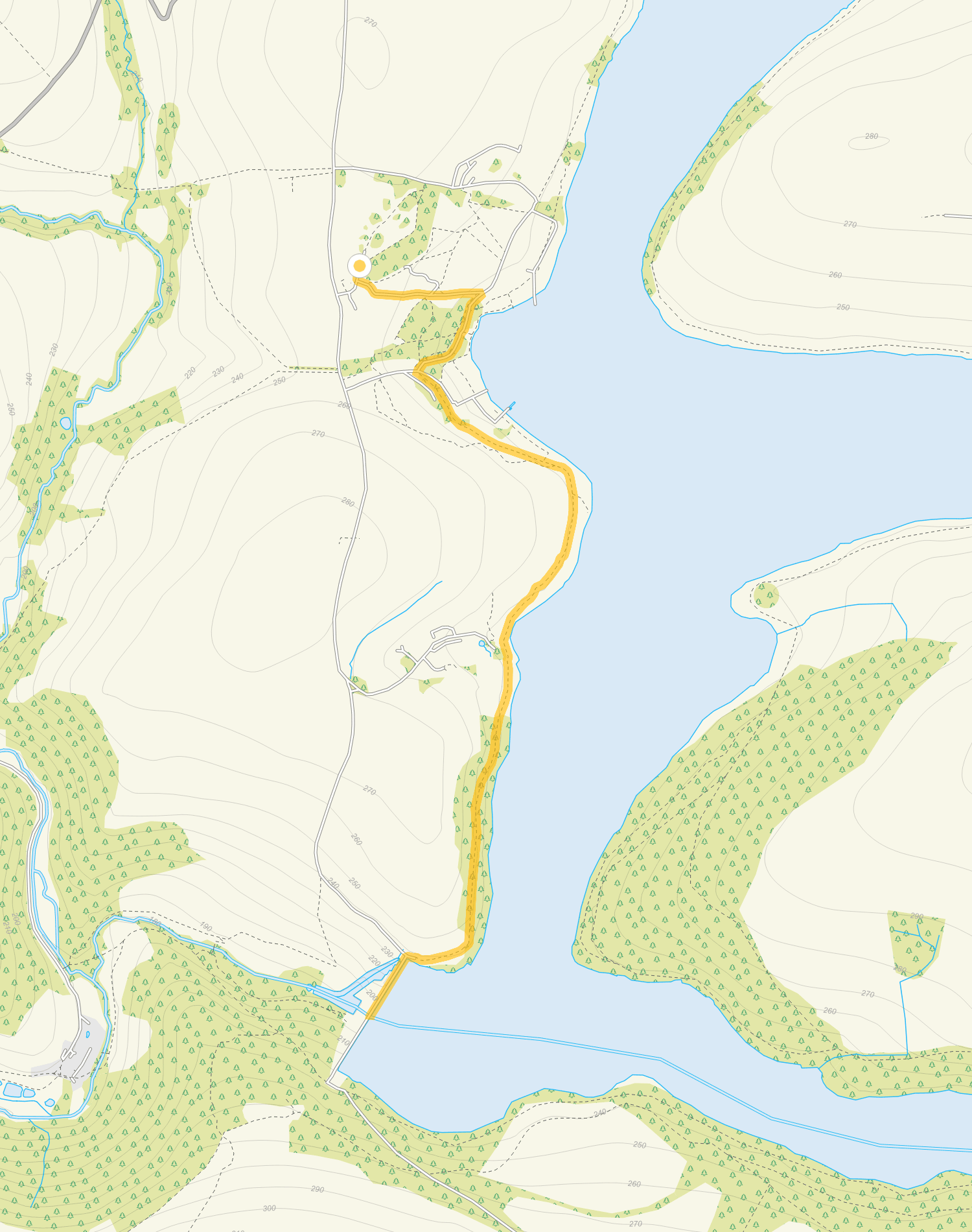 Route map for Wimbleball Lake Walk 1, a 2.75 mile circular walk in Somerset