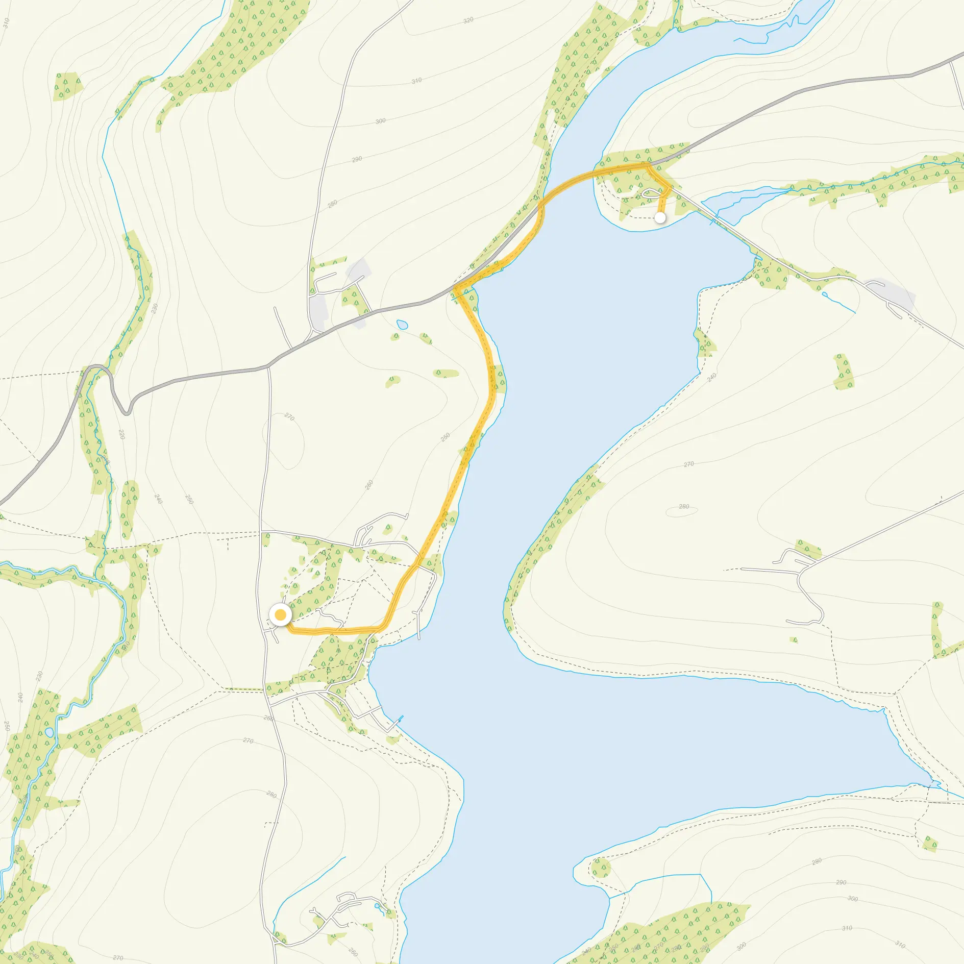 Route map for Wimbleball Lake Walk 2, a 2.75 mile circular walk in Somerset
