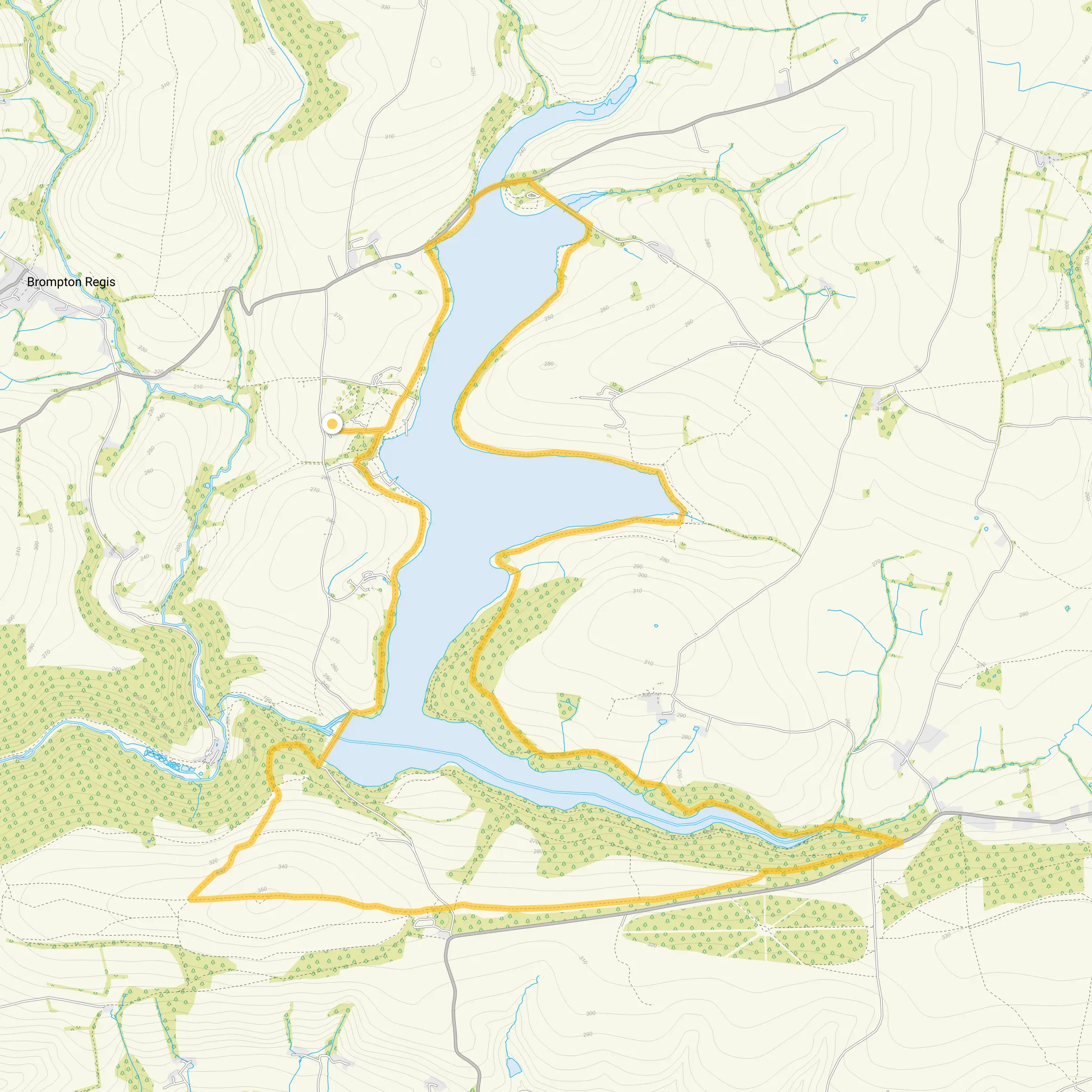 Route map for Wimbleball Lake Walk 4, a 9.5 mile circular walk in Somerset