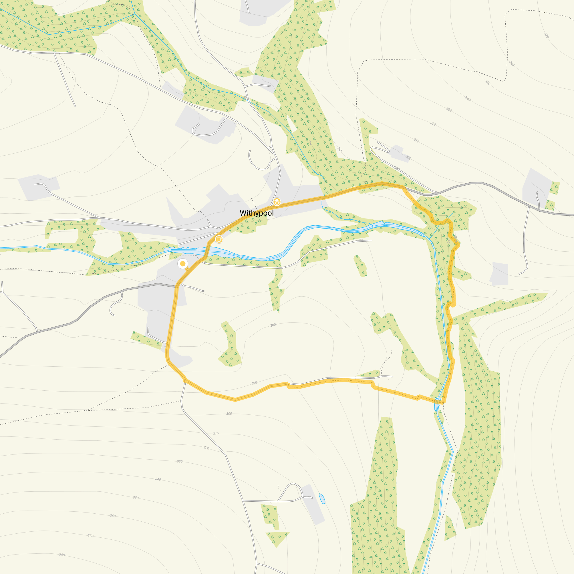Route map for Withypool Walk 1, a 1.5 mile circular walk in Somerset