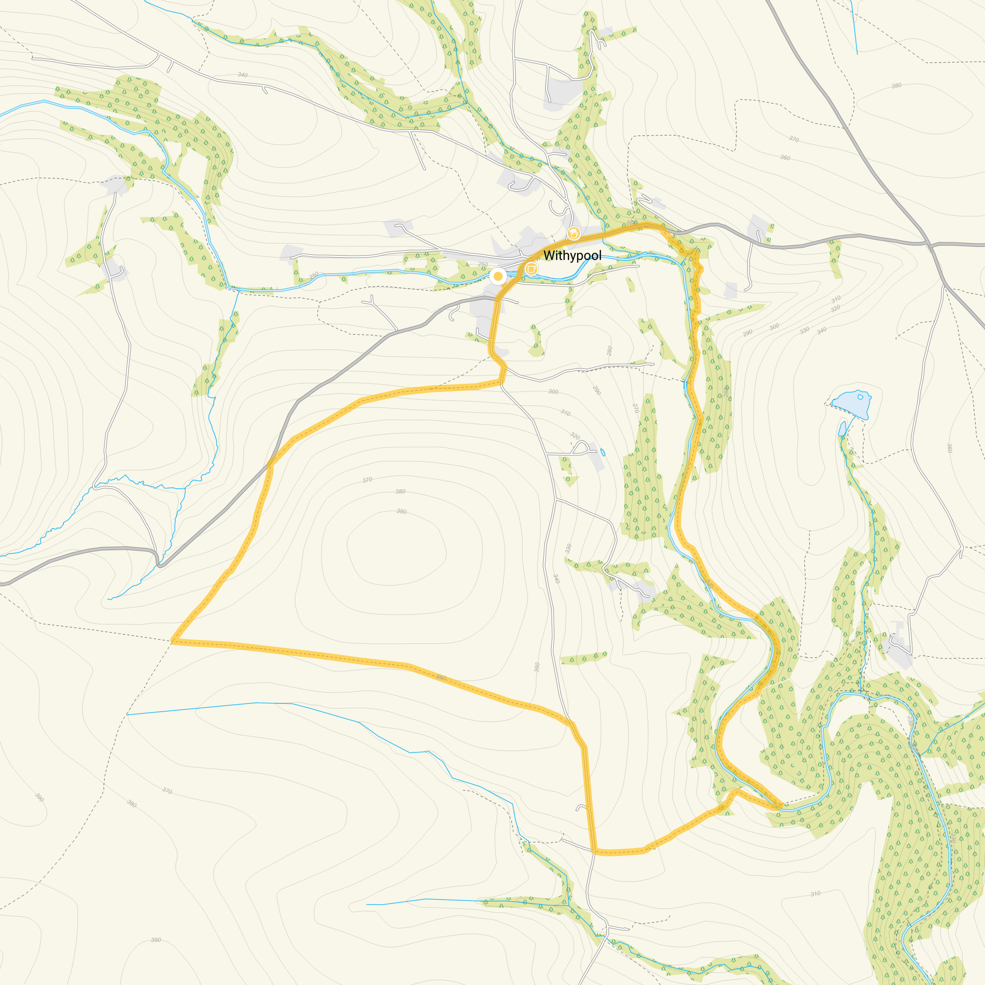 Route map for Withypool Walk 2, a 4.75 mile circular walk in Somerset