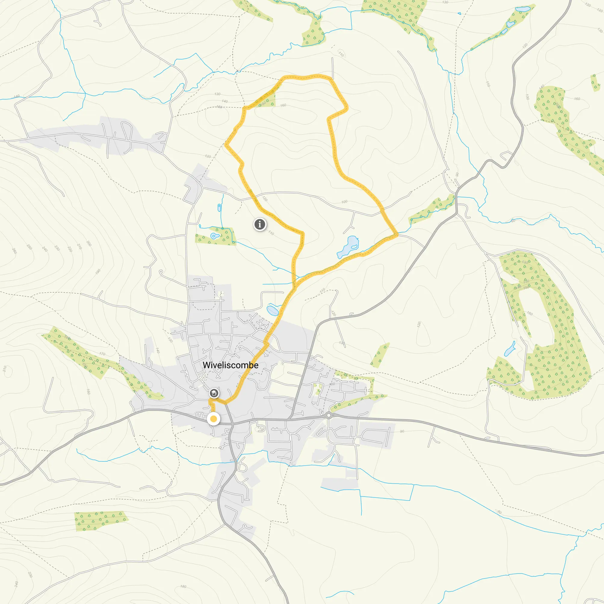 Route map for Wiveslicombe Walk, a 3 mile circular walk in Somerset