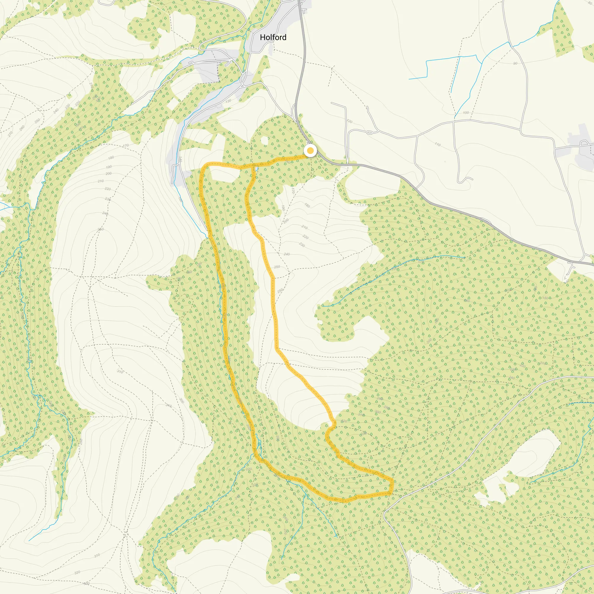 Route map for Woodlands Hill Walk, a 3.25 mile circular walk in Somerset