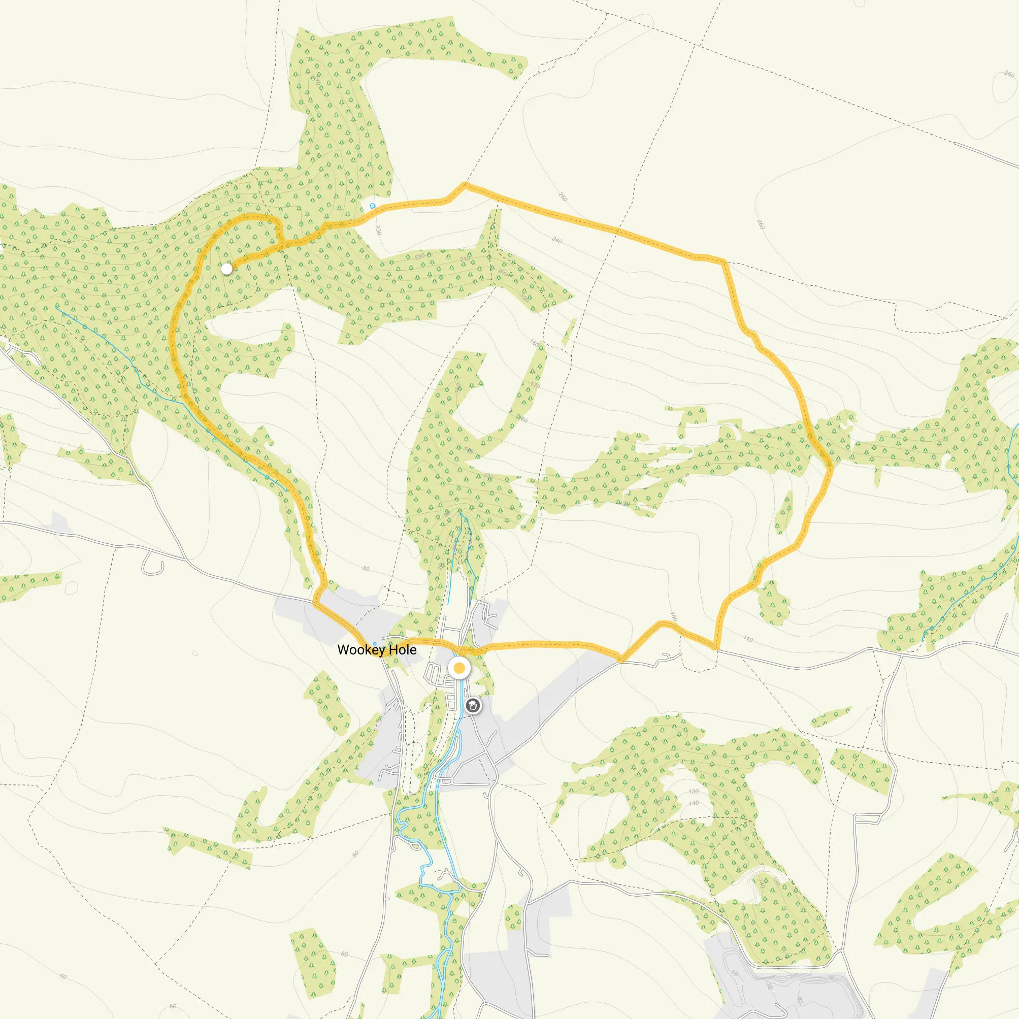 Route map for Wookey hole Walk, a 3.25 mile circular walk in Somerset