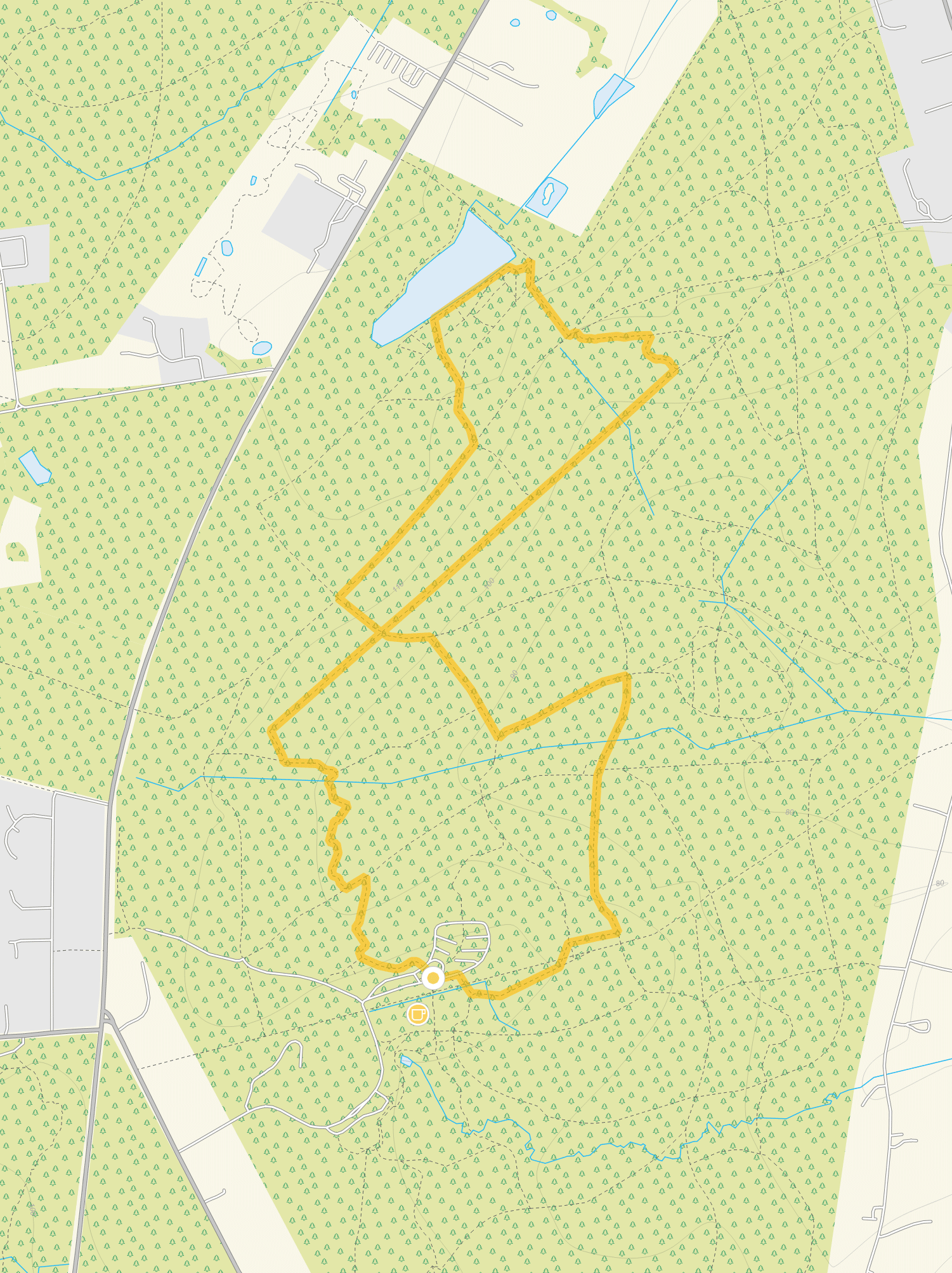 Route map for Alice Holt Forest Walk 2, a 2.5 mile circular walk in Surrey