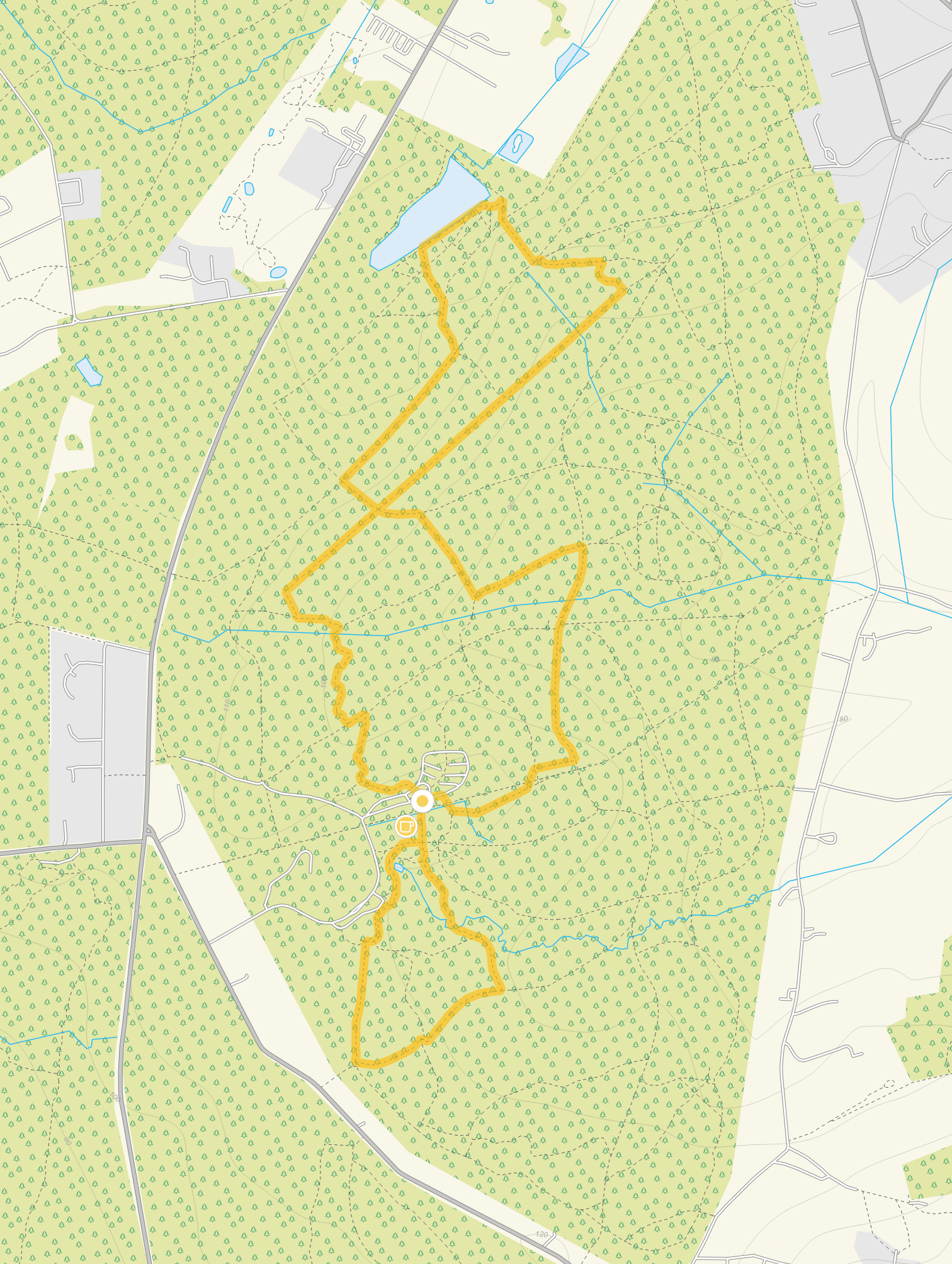 Route map for Alice Holt Forest Walk 3, a 3.5 mile circular walk in Surrey