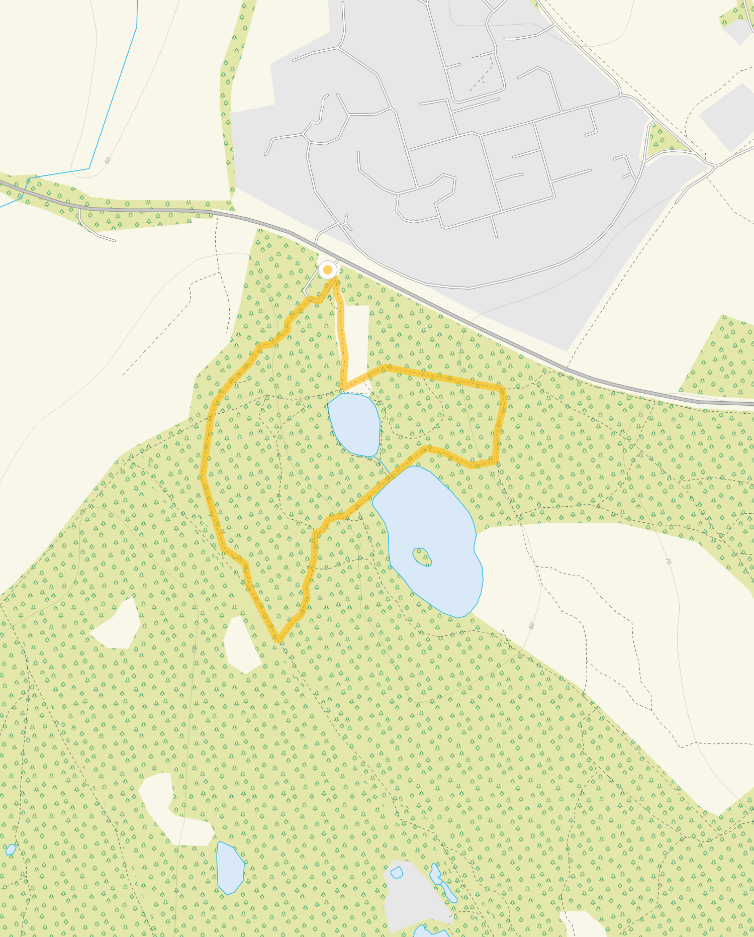 Route map for Ashtead Common Walk 1, a 1 mile circular walk in Surrey