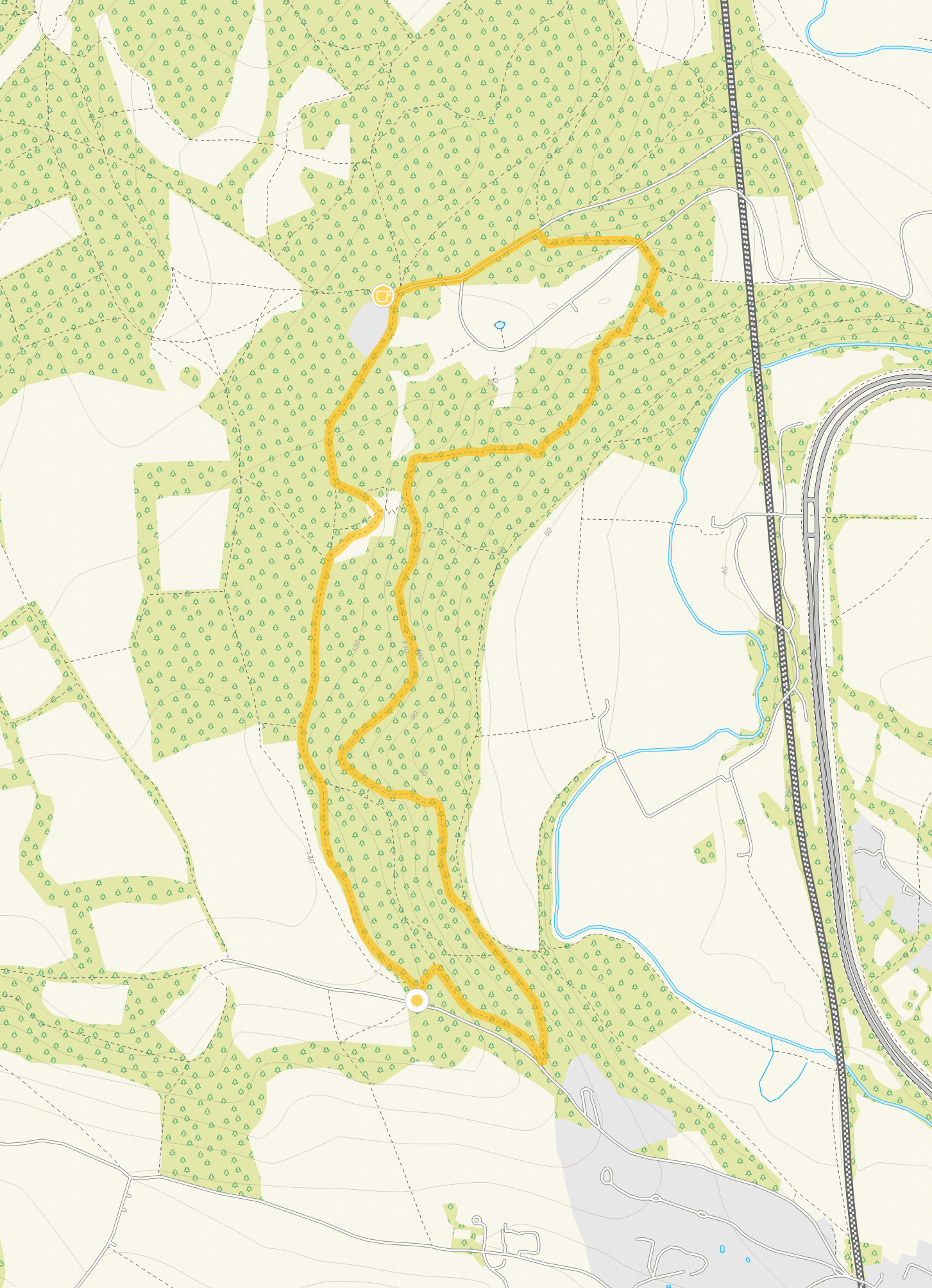 Route map for Beechy Wood Walk, a 3 mile circular walk in Surrey