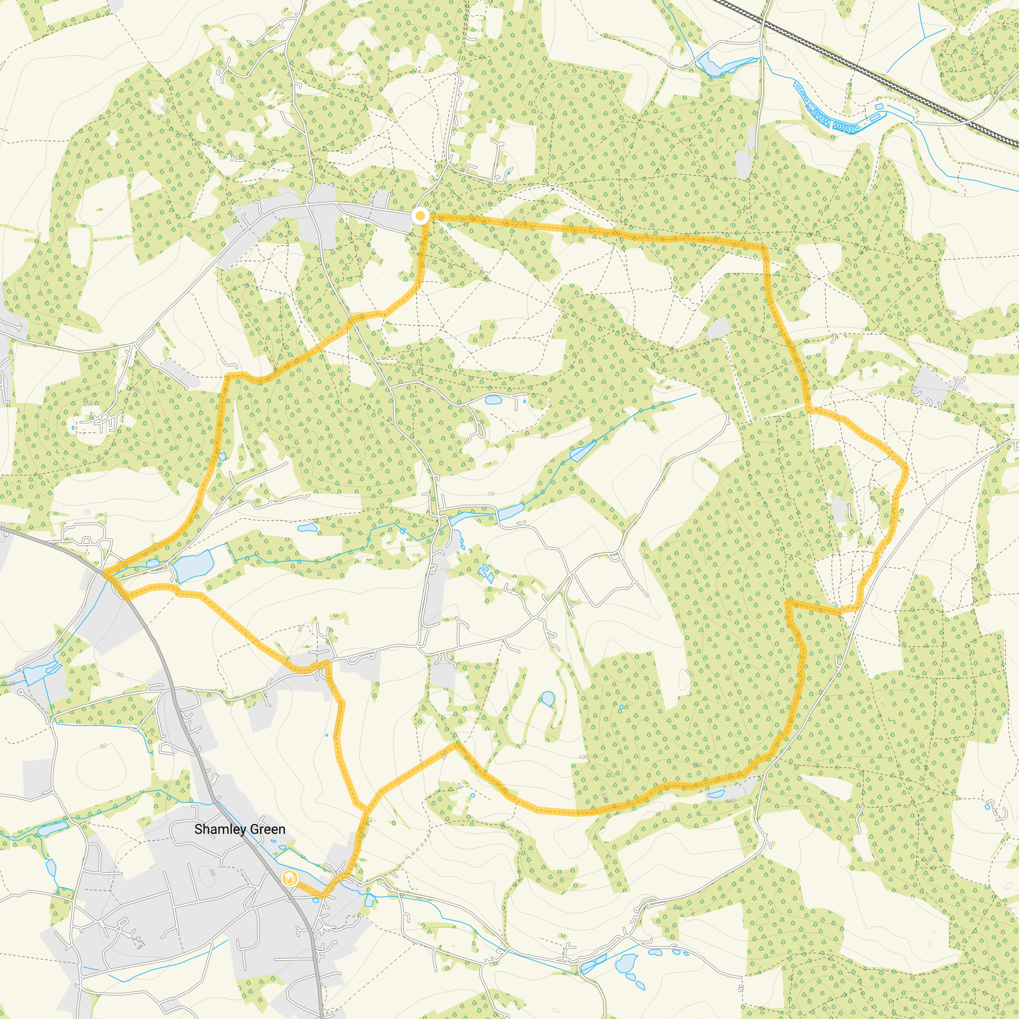 Route map for Blackheath Common Walk 2, a 5.5 mile circular walk in Surrey