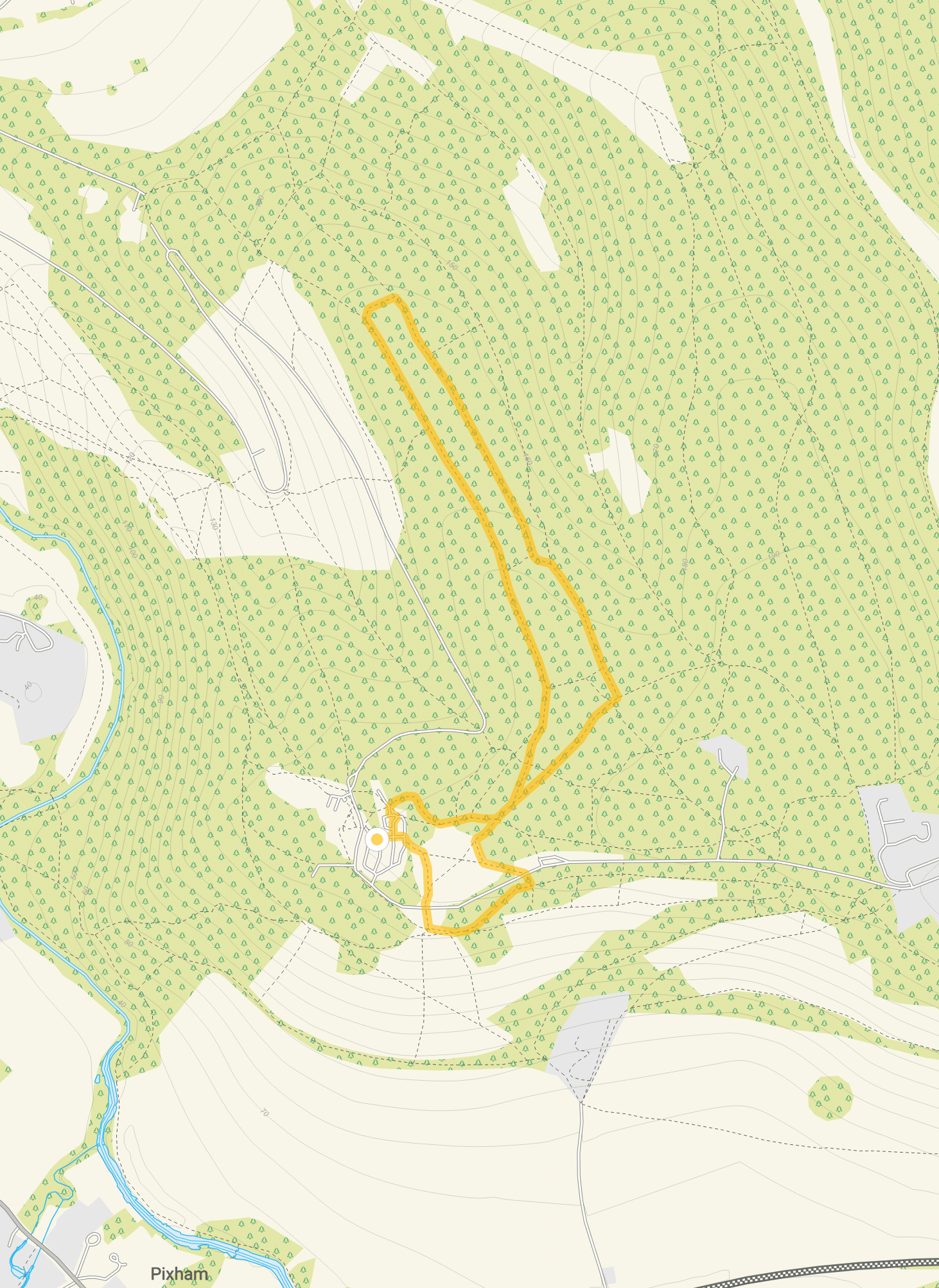 Route map for Box Hill Walk 2, a 1.75 mile circular walk in Surrey