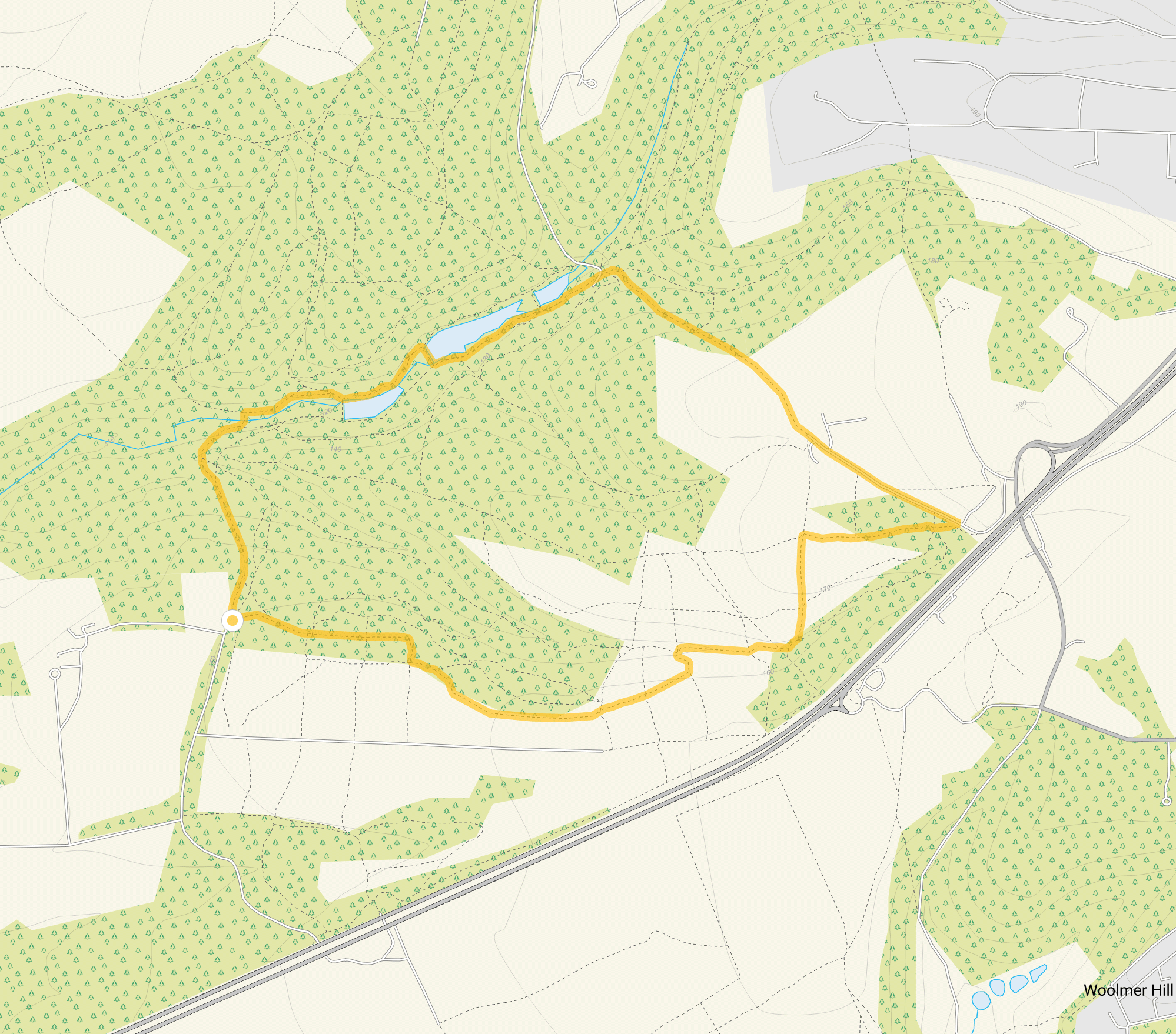 Route map for Bramshott Common Walk 2, a 2.75 mile circular walk in Surrey