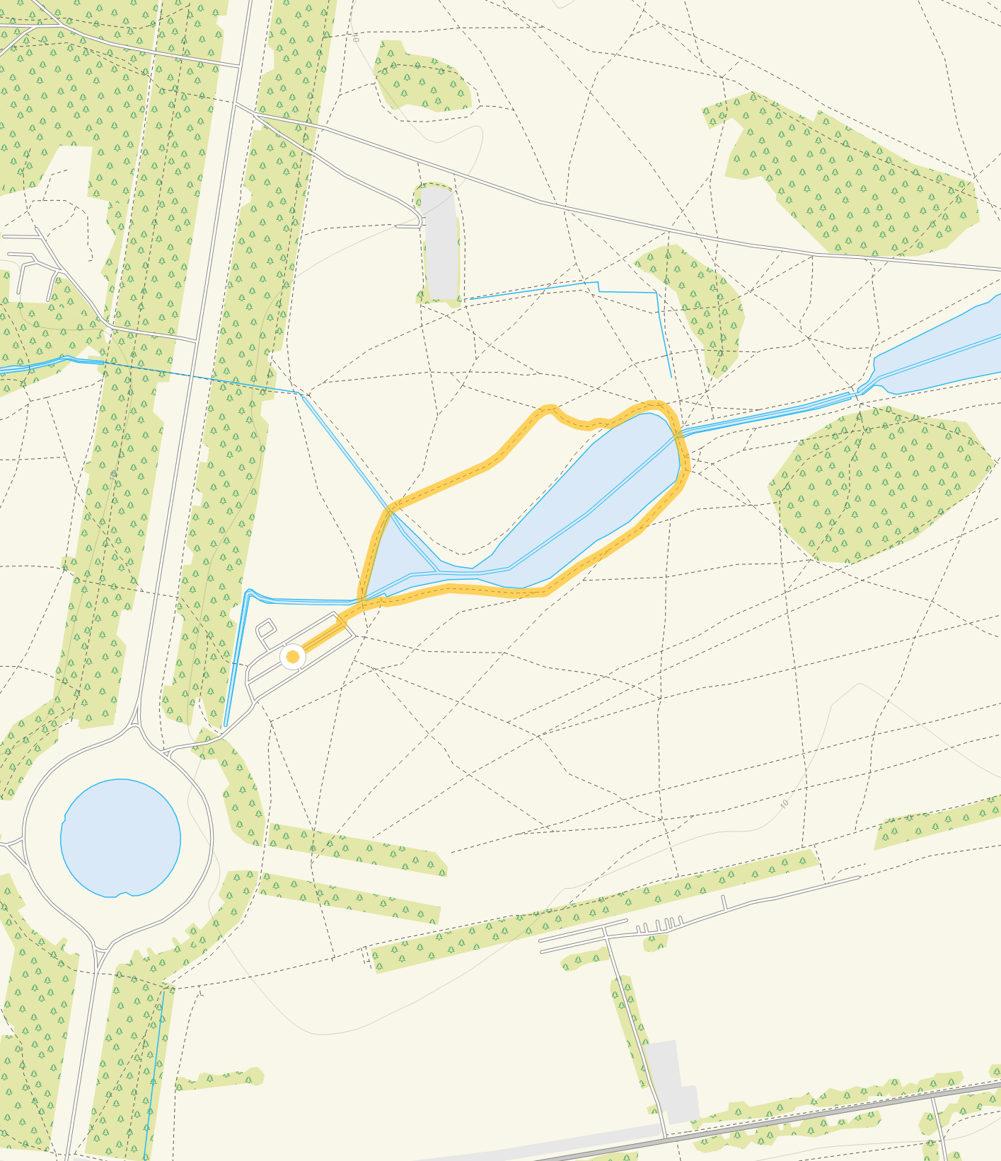 Route map for Bushy Park Walk 1, a 0.5 mile circular walk in Surrey