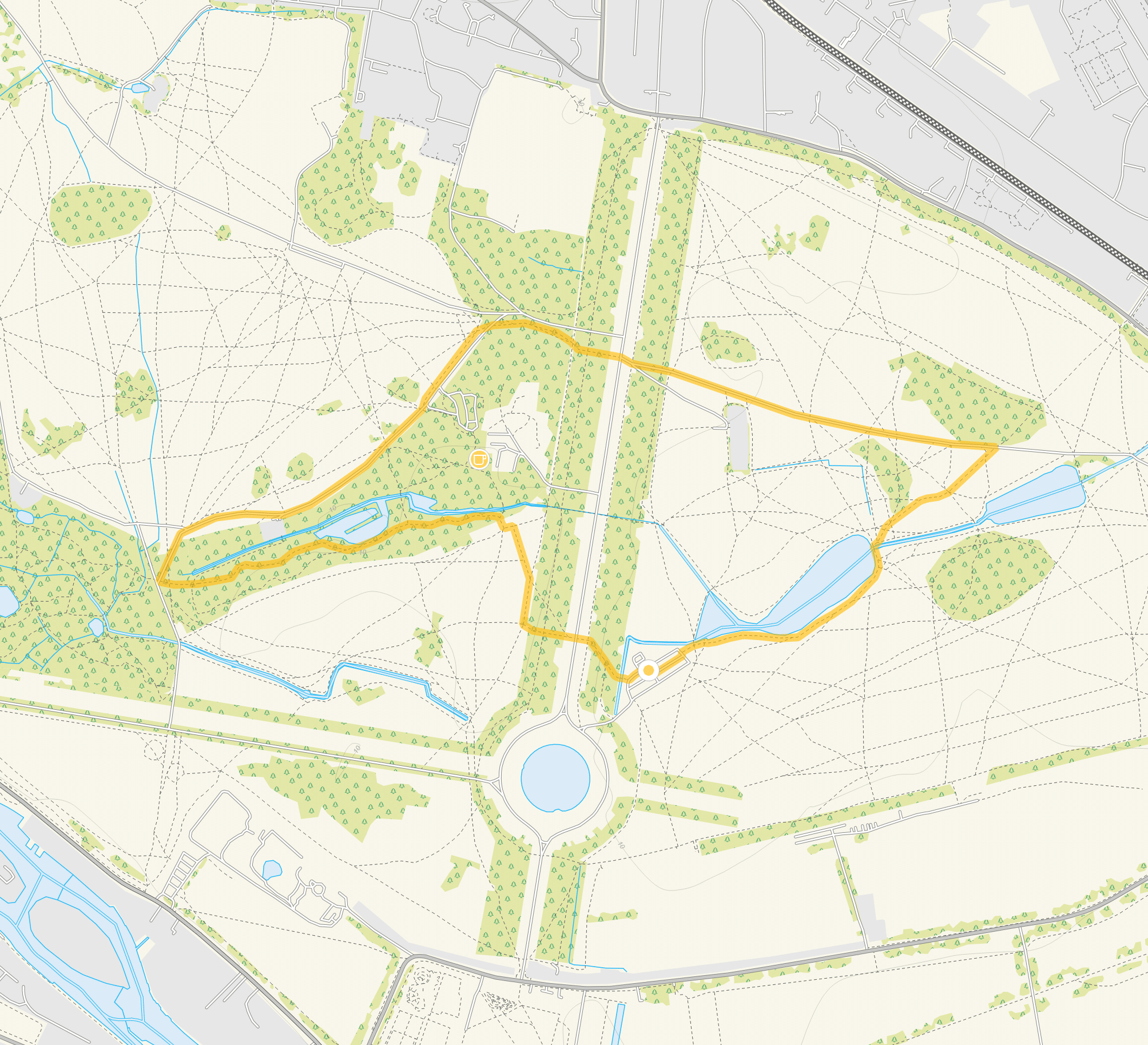 Route map for Bushy Park Walk 2, a 2.25 mile circular walk in Surrey