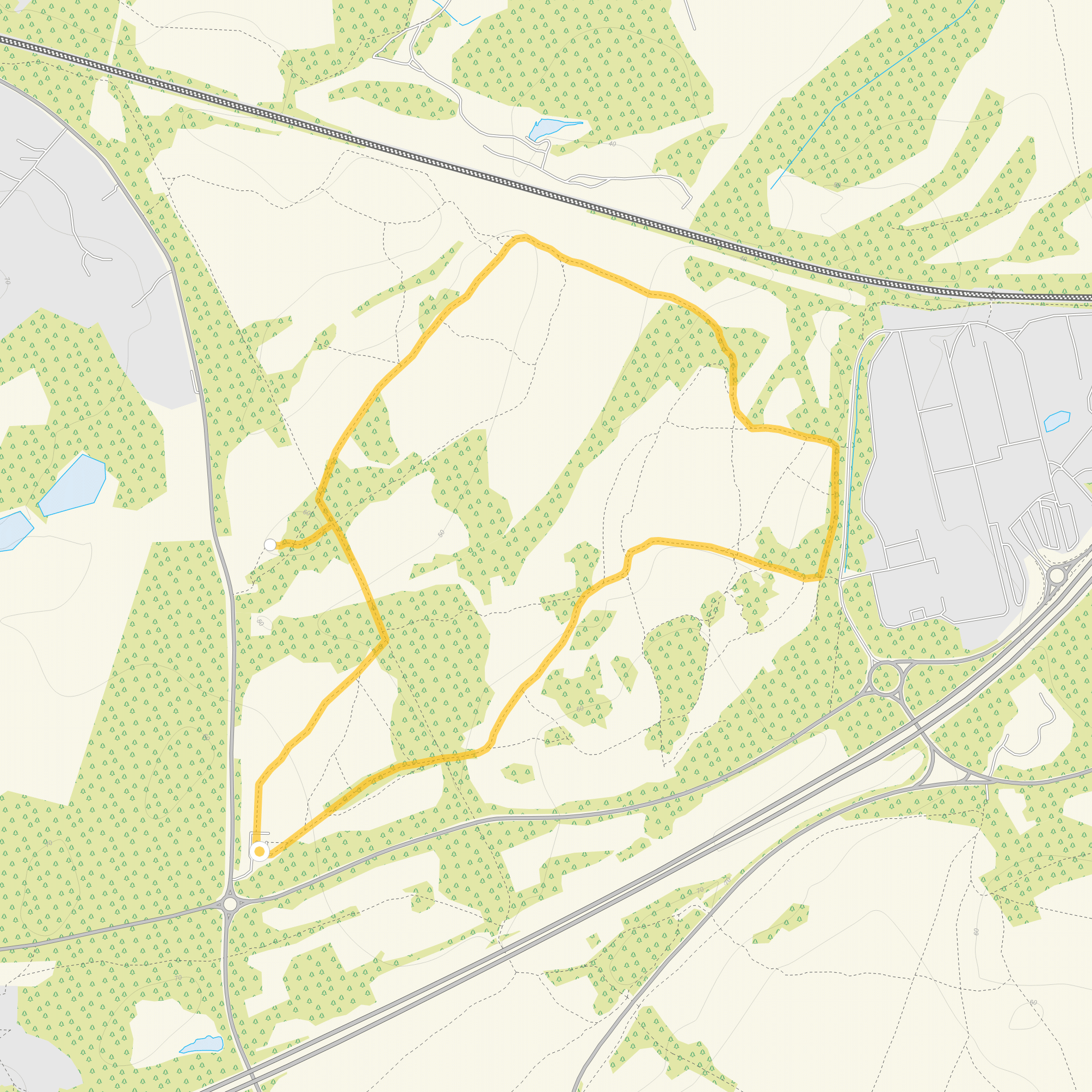 Route map for Chobham Common Walk, a 2.5 mile circular walk in Surrey
