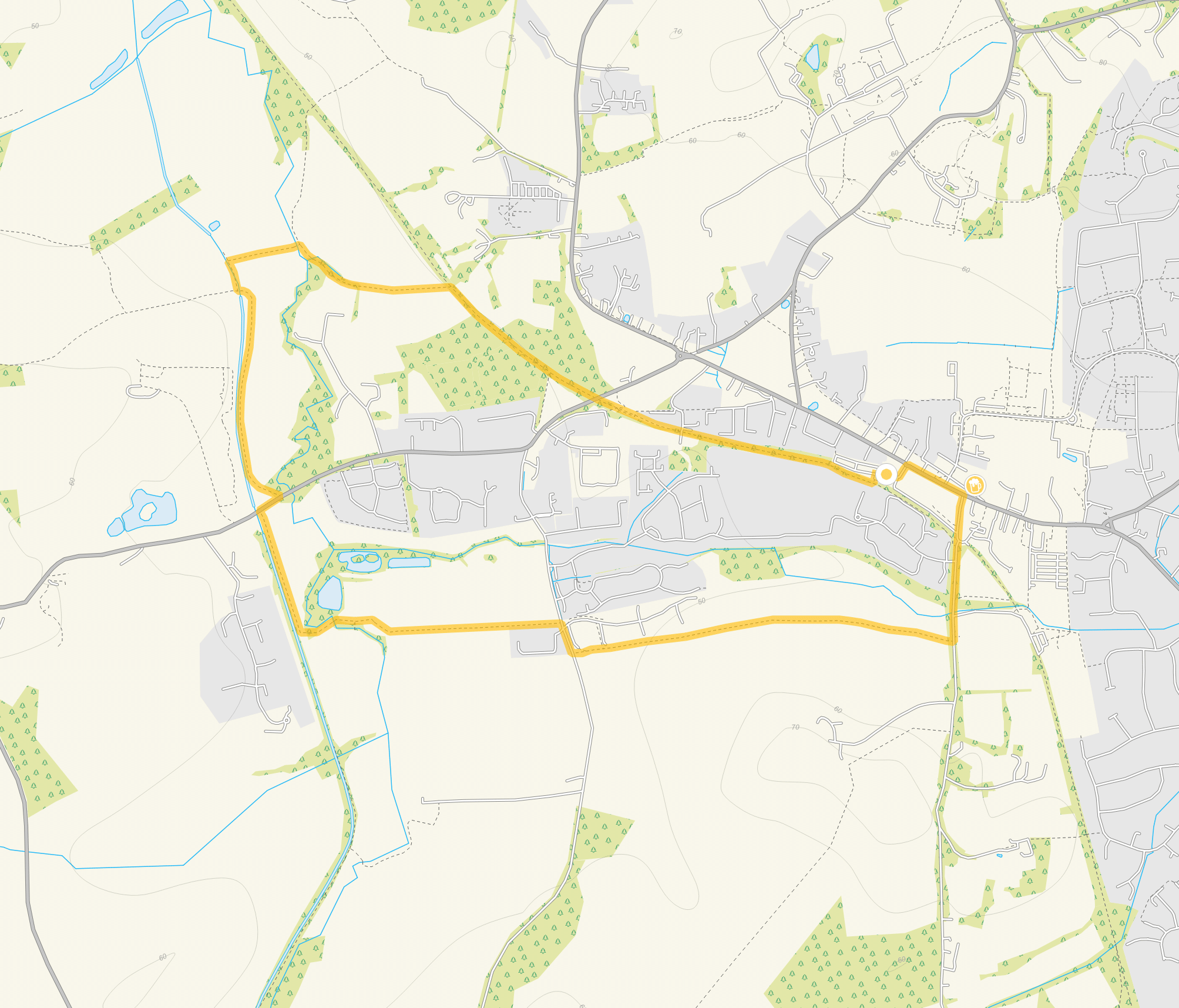 Route map for Cranleigh Walk, a 3.25 mile circular walk in Surrey