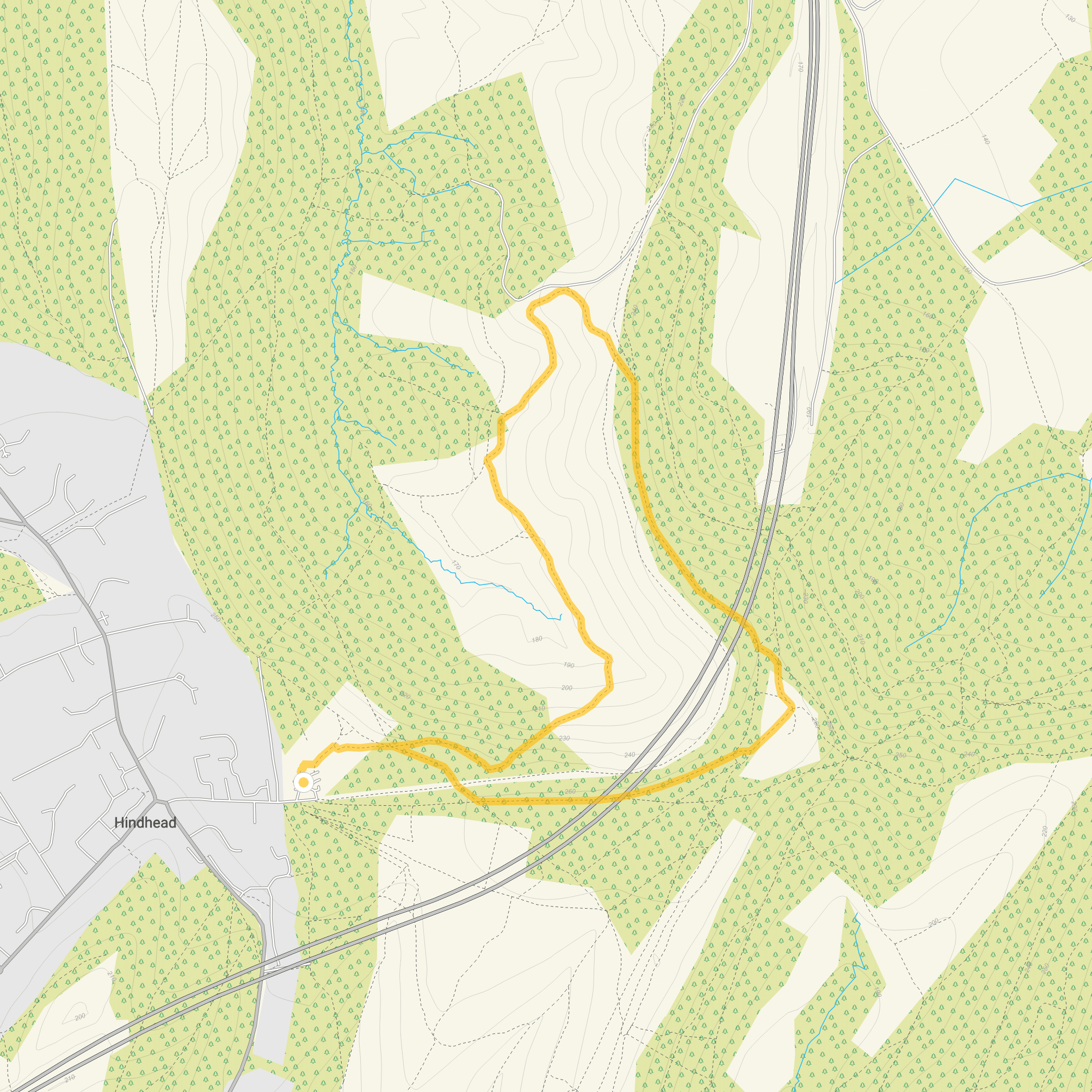 Route map for Devil's Punch Bowl Walk 1, a 2.25 mile circular walk in Surrey
