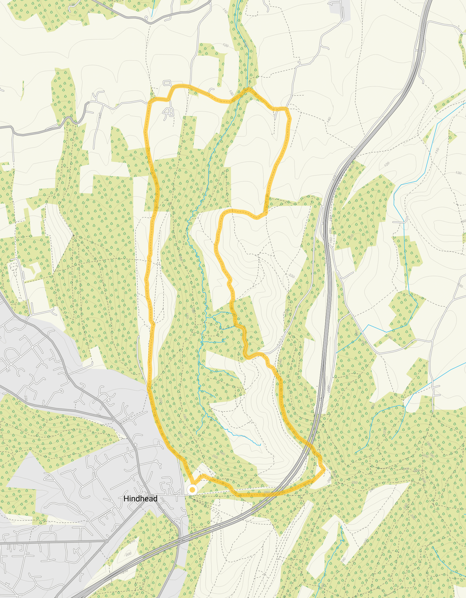 Route map for Devil's Punch Bowl Walk 2, a 5.25 mile circular walk in Surrey