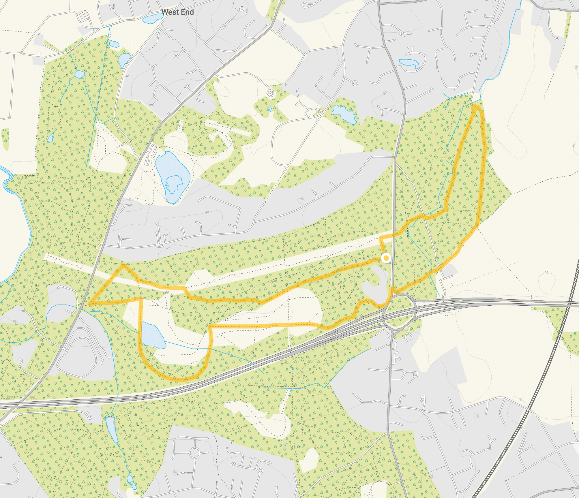 Route map for Esher Common Walk 2, a 4 mile circular walk in Surrey