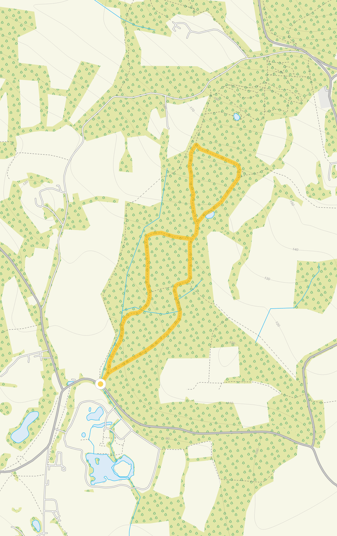 Route map for Etherley Copse Walk, a 1.5 mile circular walk in Surrey