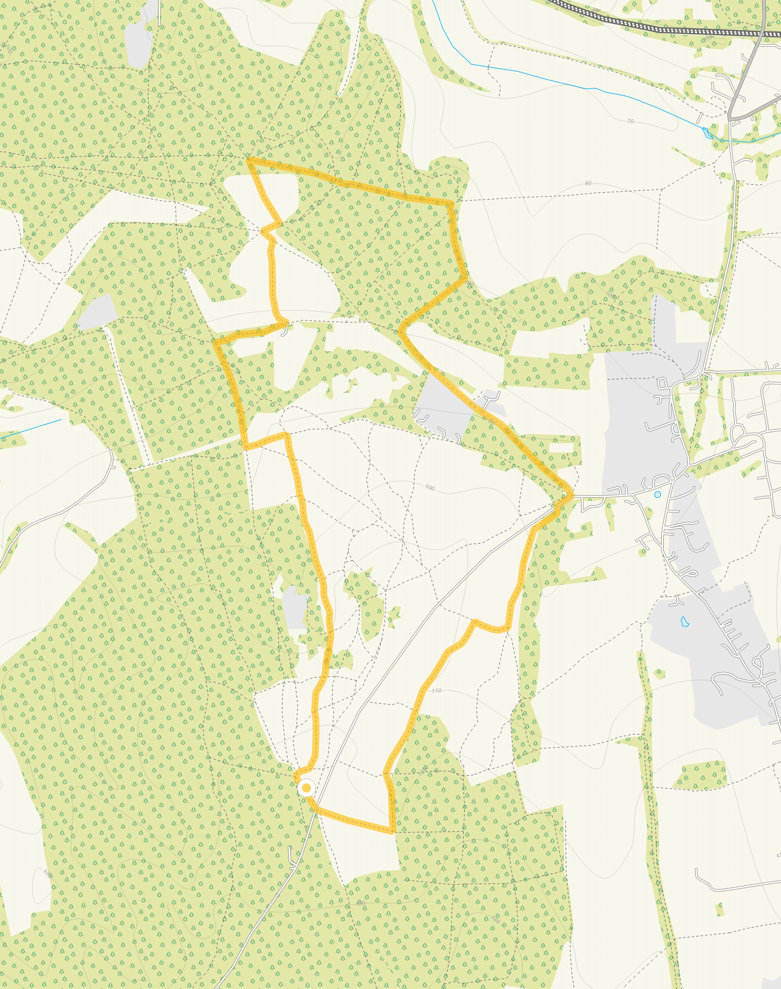 Route map for Farley Heath Walk, a 2.5 mile circular walk in Surrey