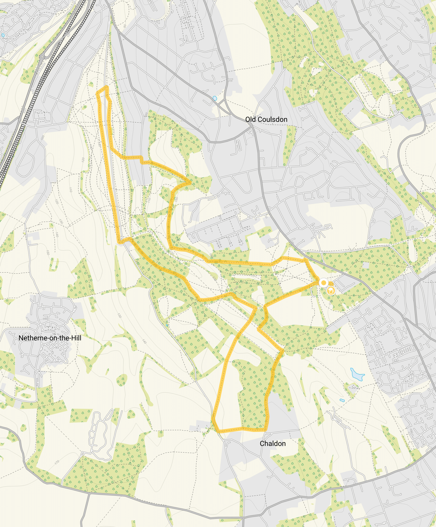 Route map for Happy Valley Walk 3, a 5.75 mile circular walk in Surrey
