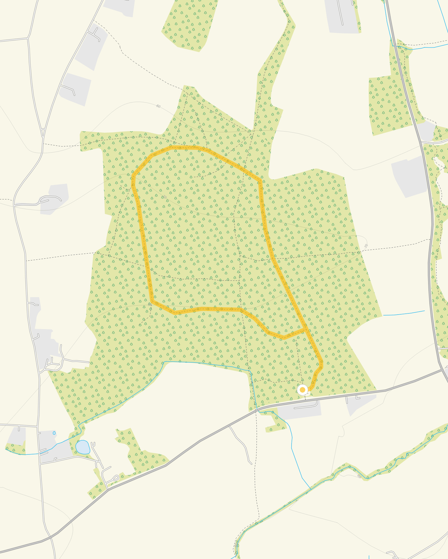 Route map for High Ridge Wood Walk 1, a 1.25 mile circular walk in Surrey