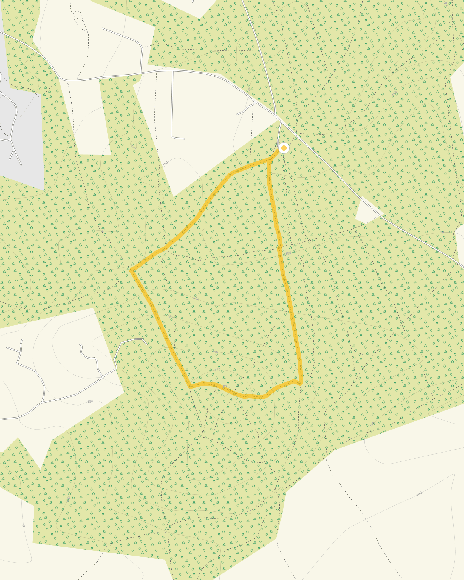 Route map for Hydon Heath Walk, a 1.25 mile circular walk in Surrey