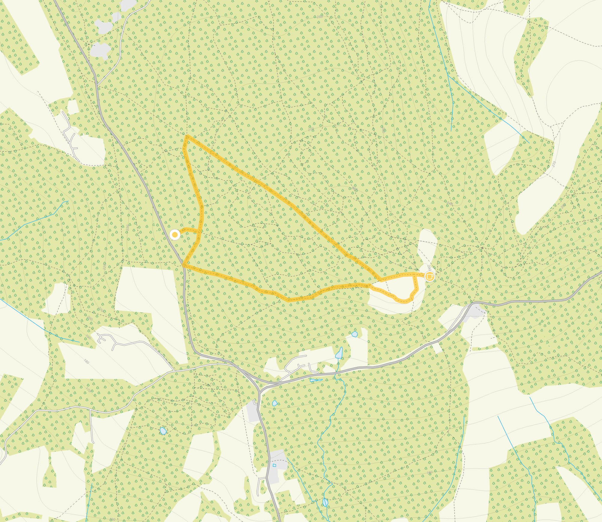 Route map for Leith Hill Walk 1, a 1.5 mile circular walk in Surrey