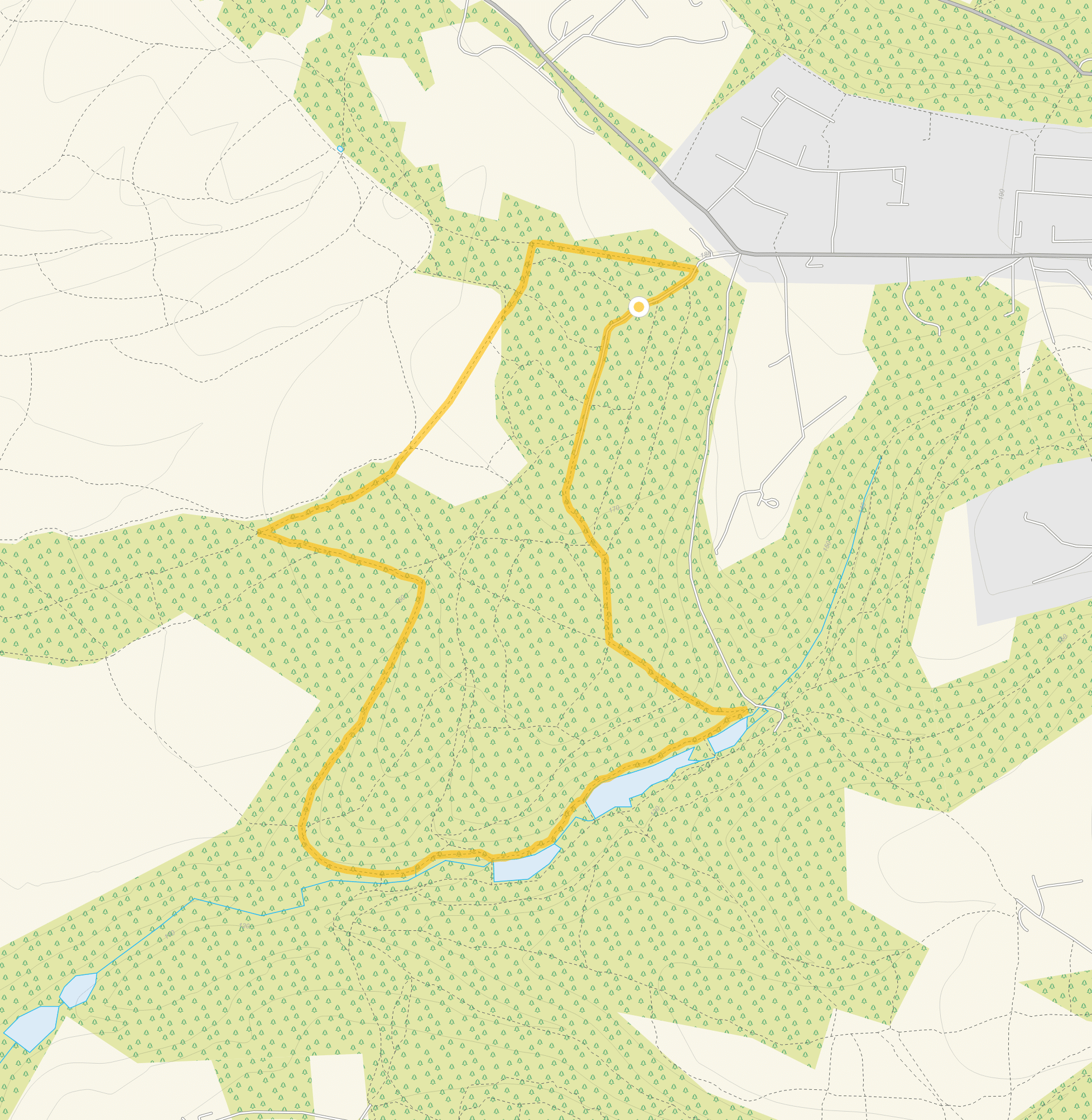 Route map for Ludshott Common Walk 1, a 2.5 mile circular walk in Surrey