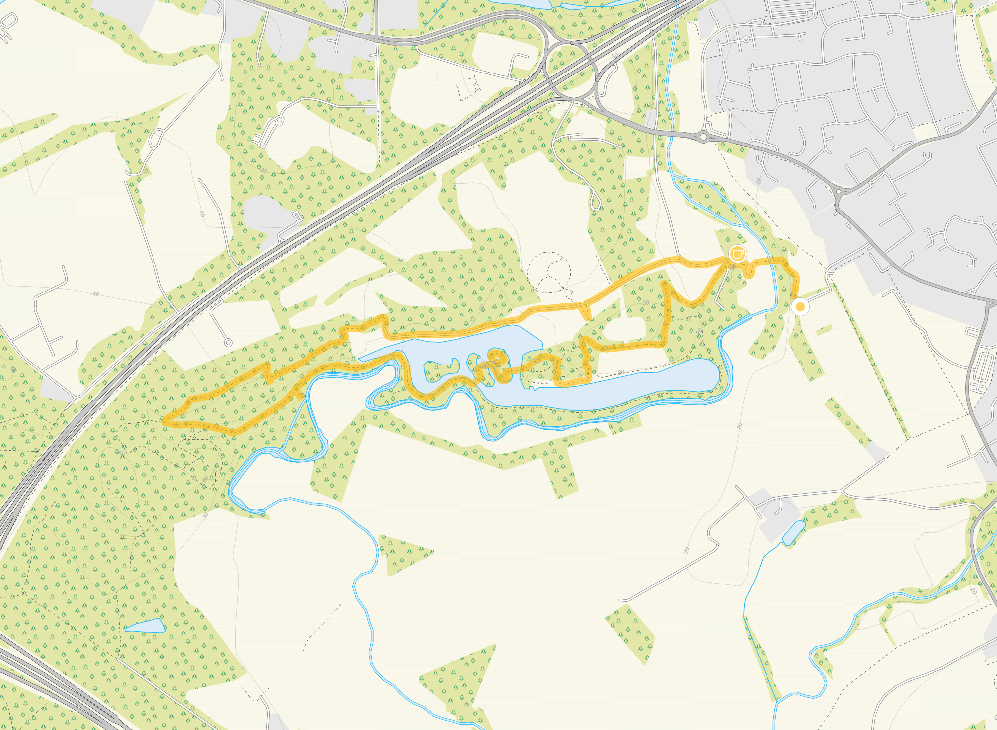Route map for Painshill Park Walk, a 2.75 mile circular walk in Surrey