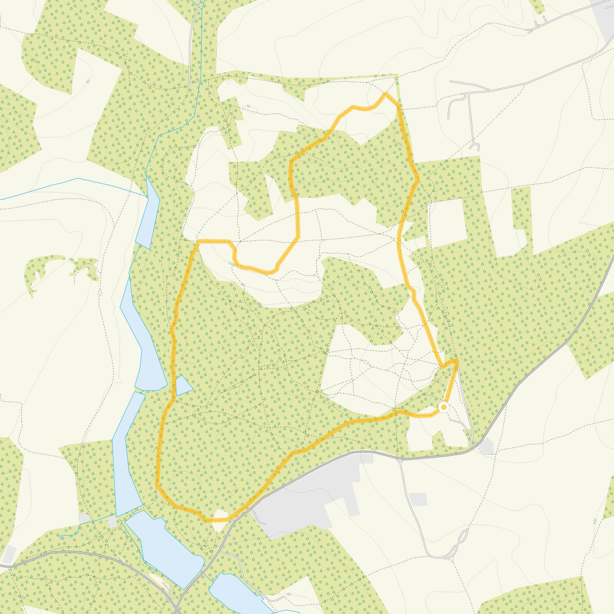 Route map for Puttenham Common Walk 2, a 2.75 mile circular walk in Surrey