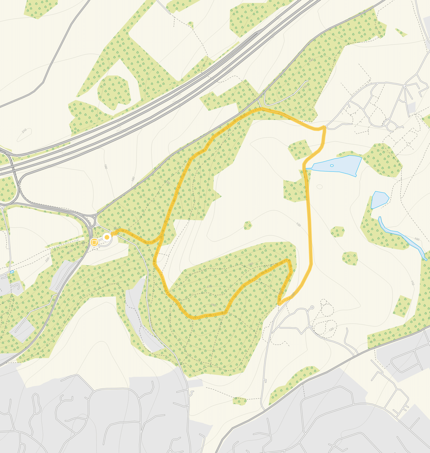 Route map for Reigate Hill Walk, a 2.25 mile circular walk in Surrey