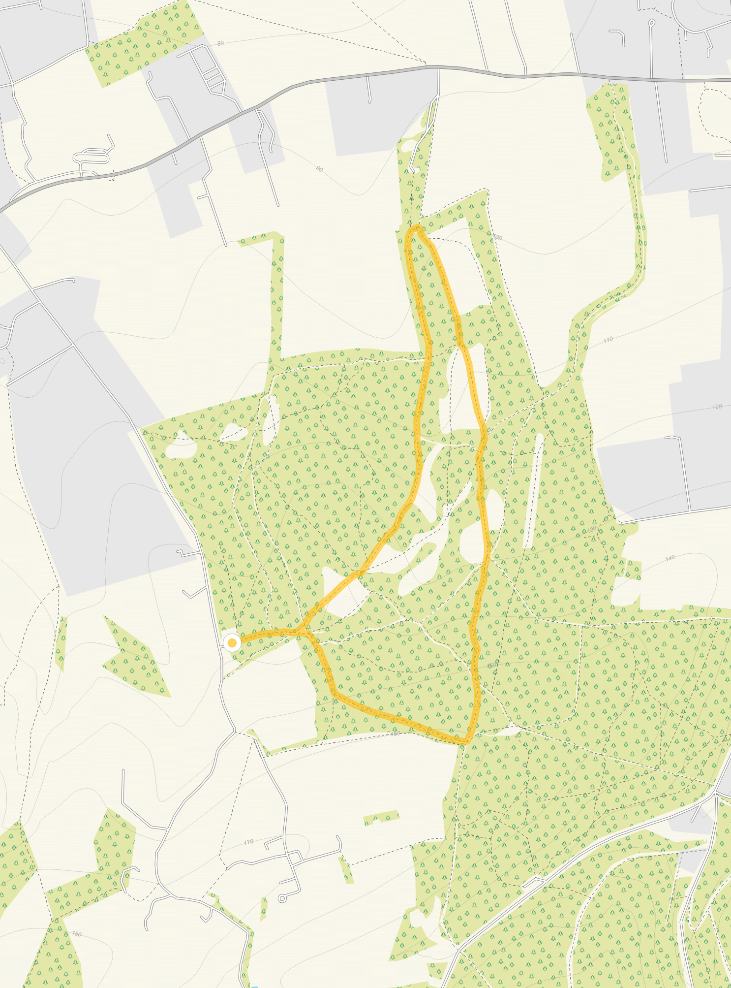 Route map for Sheepleas Walk 1, a 1.75 mile circular walk in Surrey