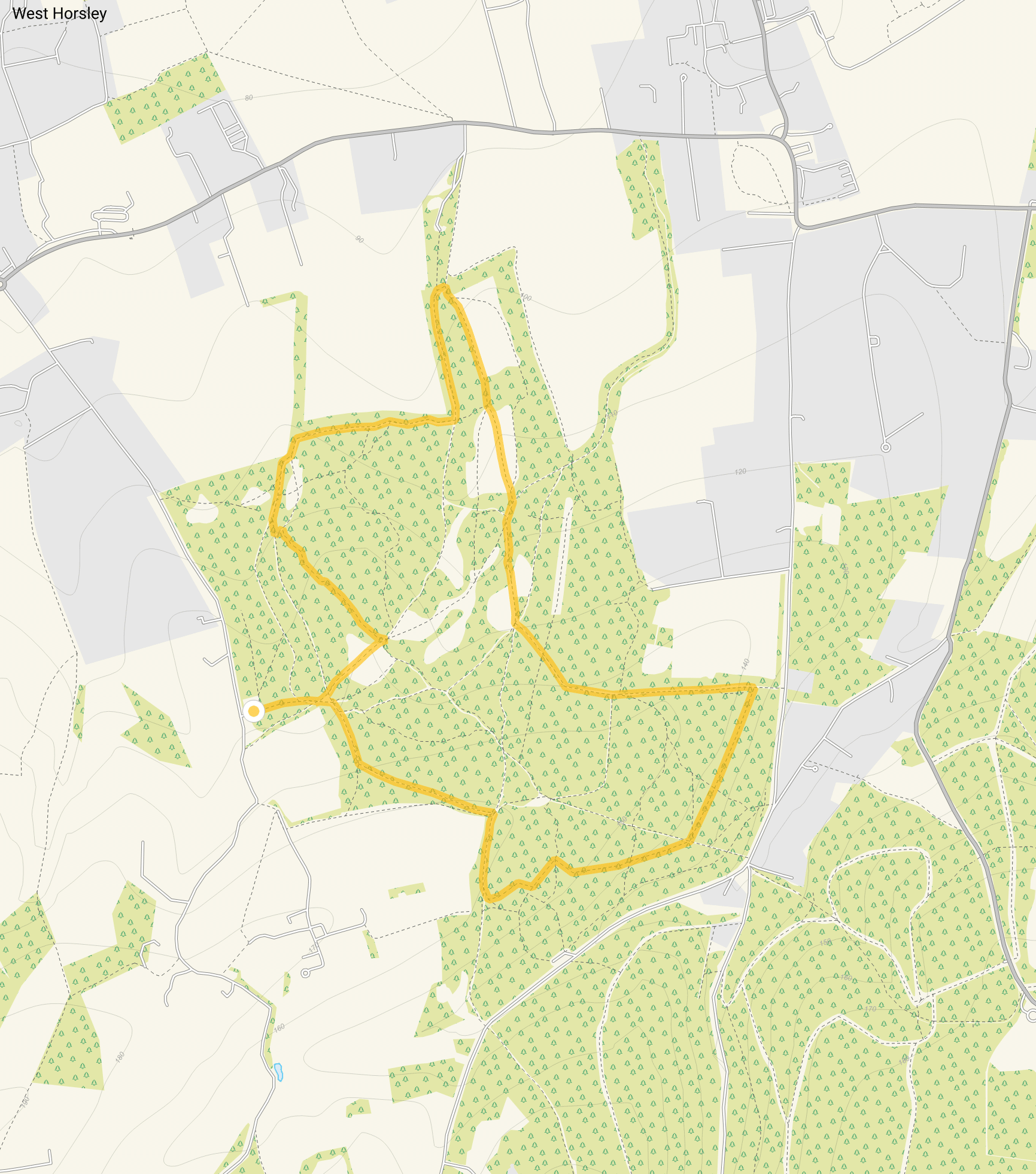 Route map for Sheepleas Walk 2, a 2.75 mile circular walk in Surrey