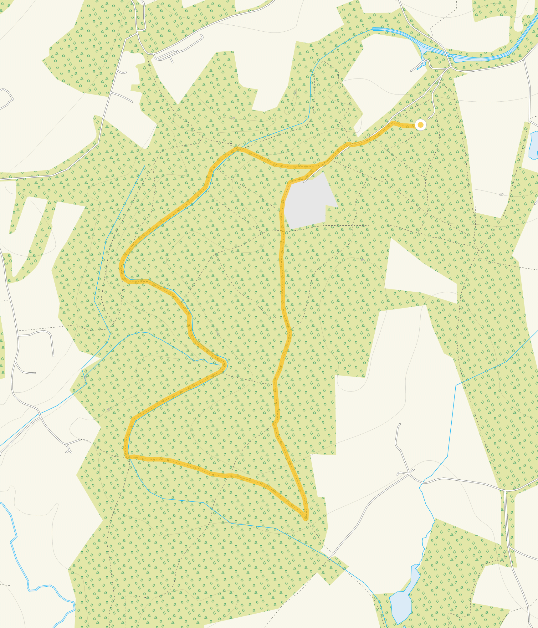 Route map for Sidney Wood Walk 1, a 2.75 mile circular walk in Surrey