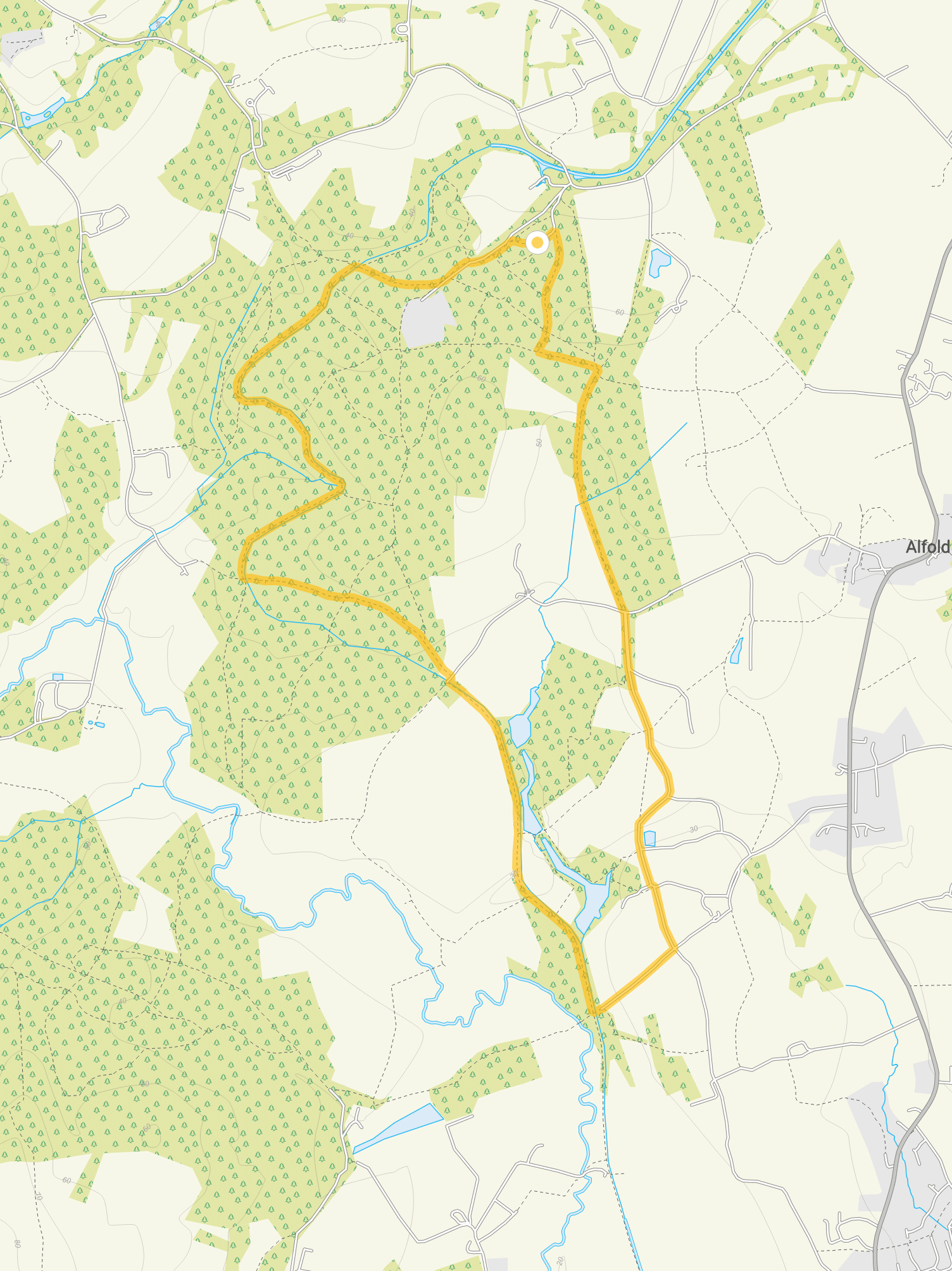 Route map for Sidney Wood Walk 2, a 4.75 mile circular walk in Surrey
