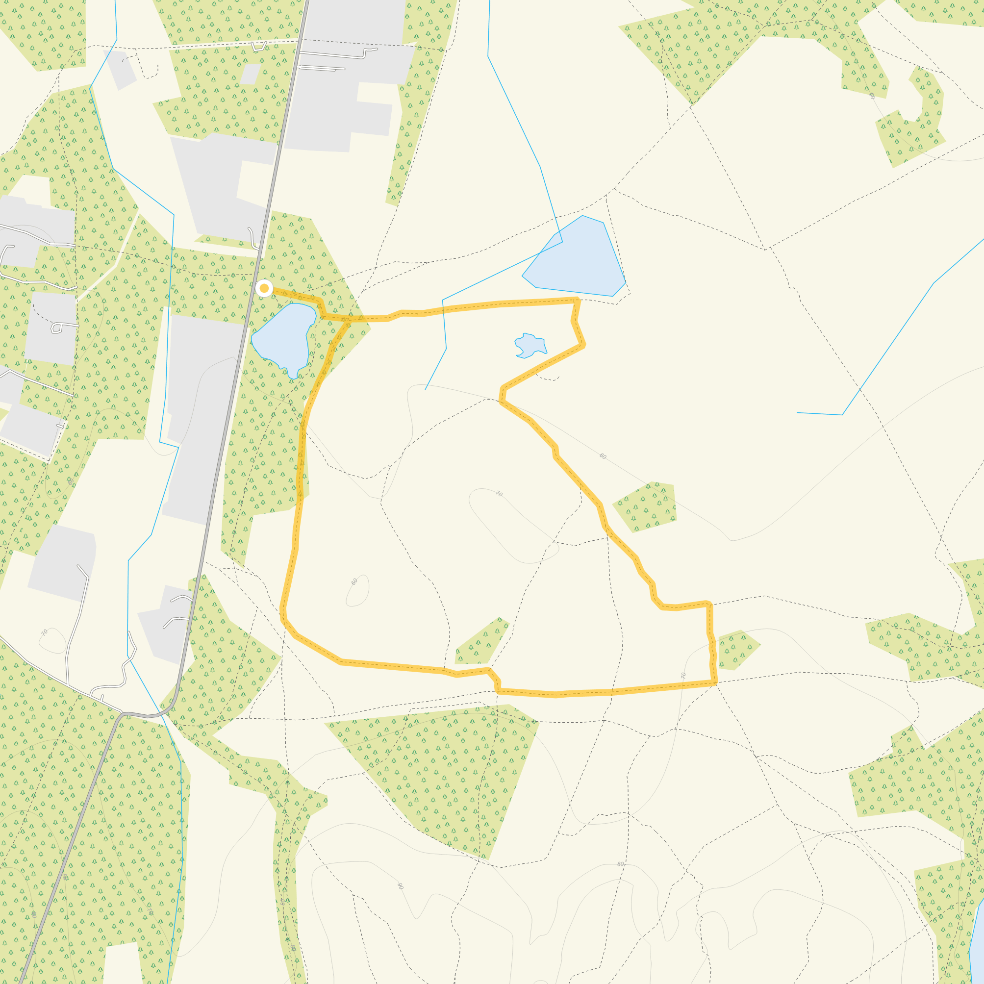 Route map for Thursley Common Walk 1, a 2.25 mile circular walk in Surrey