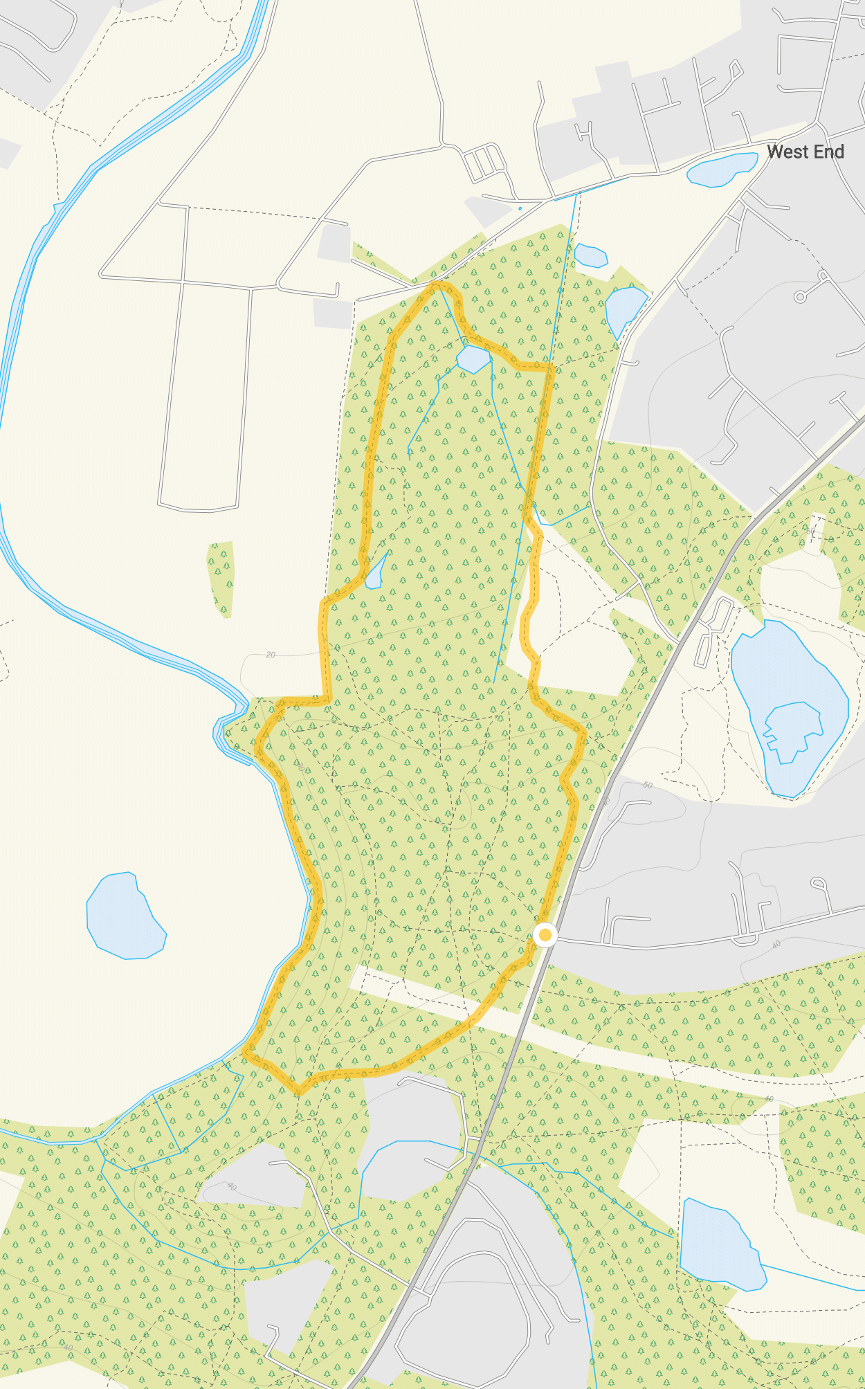 Route map for West End Common Walk, a 2 mile circular walk in Surrey