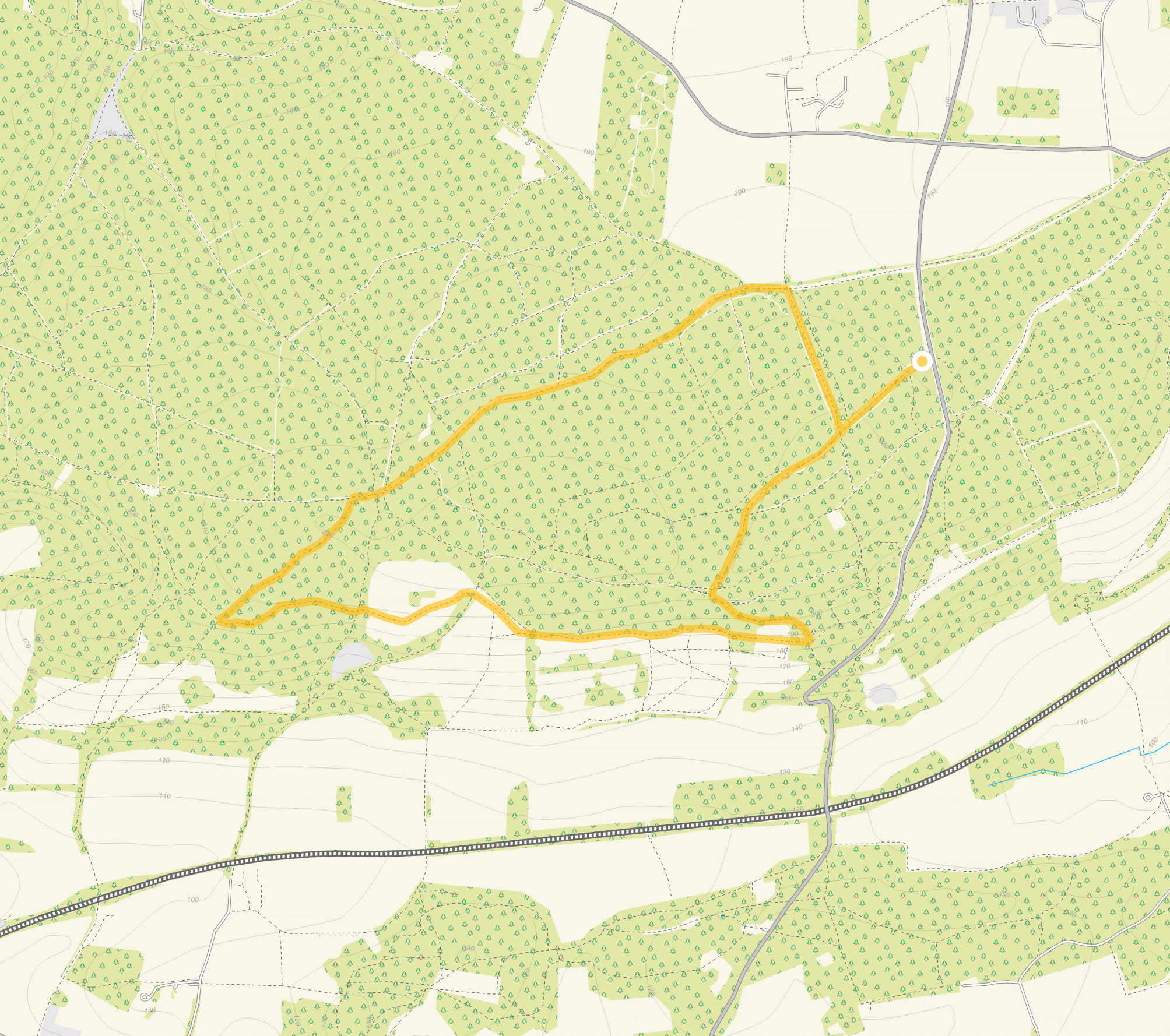 Route map for The White Downs Walk 1, a 3 mile circular walk in Surrey