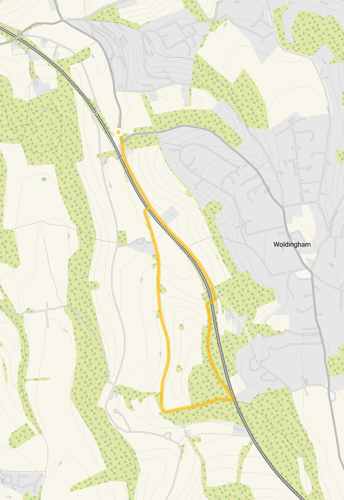 Route map for Woldingham Walk 1, a 2.5 mile circular walk in Surrey