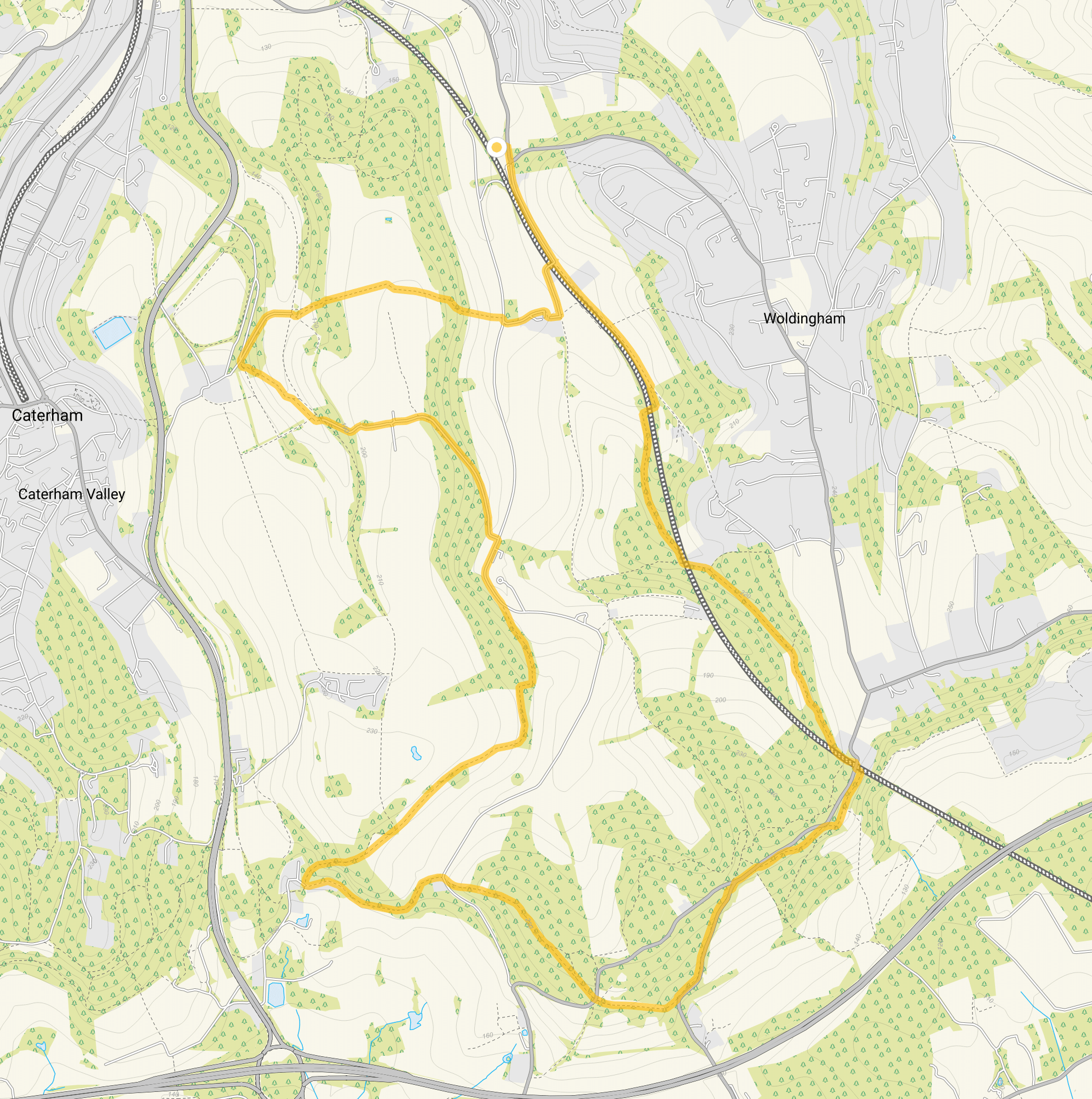Route map for Woldingham Walk 3, a 7.25 mile circular walk in Surrey