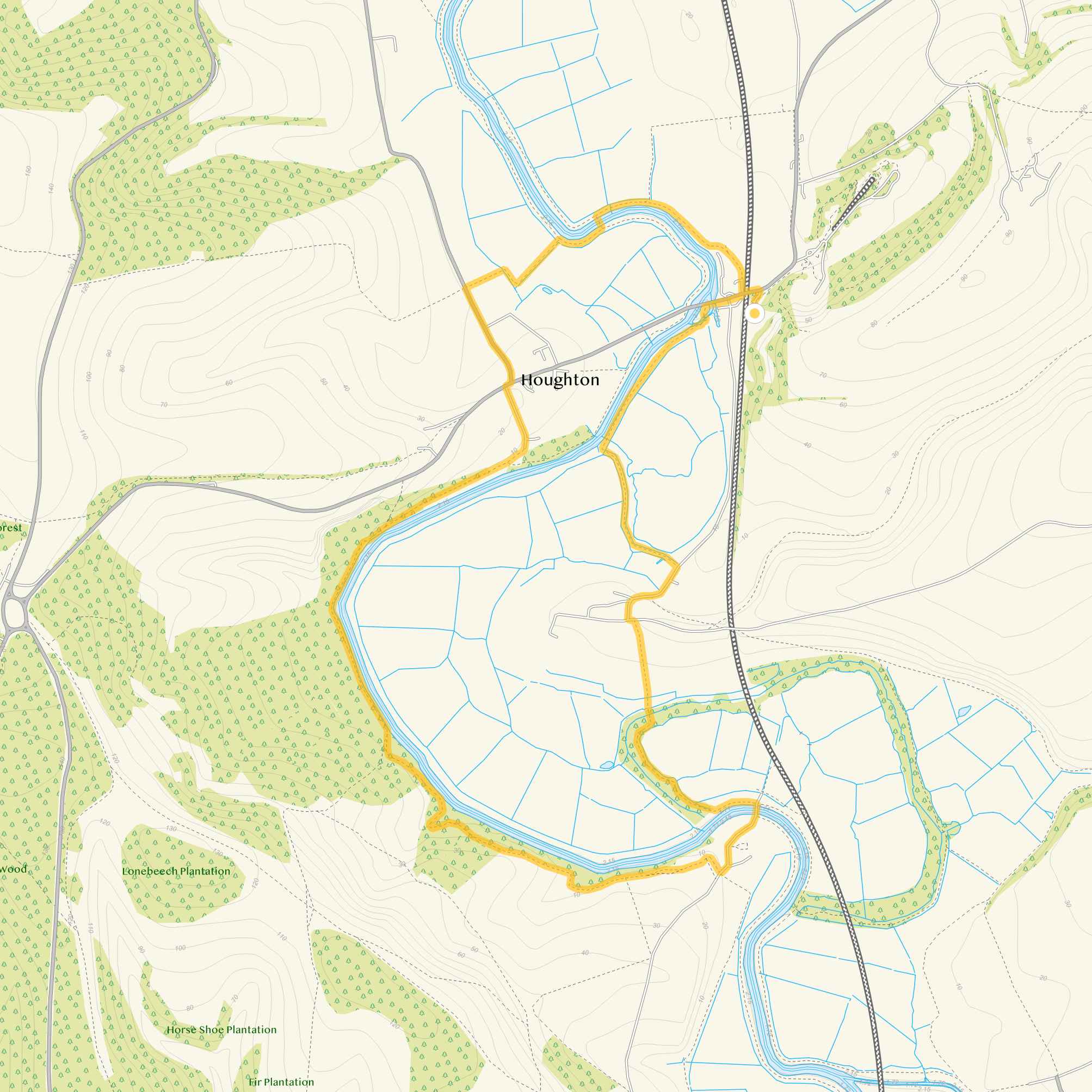 Route map for Amberley Walk 2, a 4.75 mile circular walk in Sussex