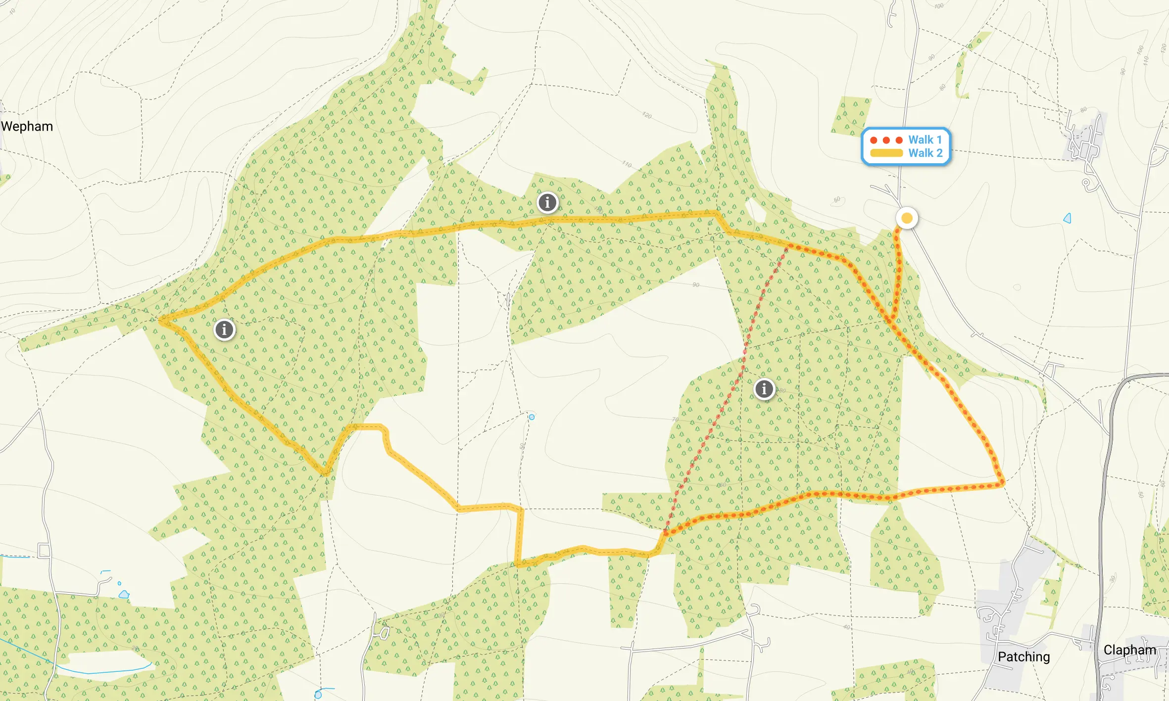 Route map for Angmering Park Walk 1, a 3.25 mile circular walk in Sussex