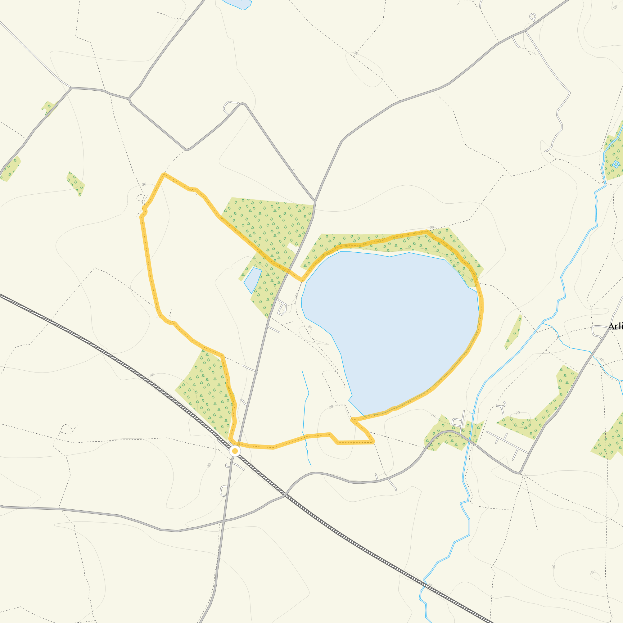 Route map for Arlington Reservoir Walk 2, a 3.25 mile circular walk in Sussex