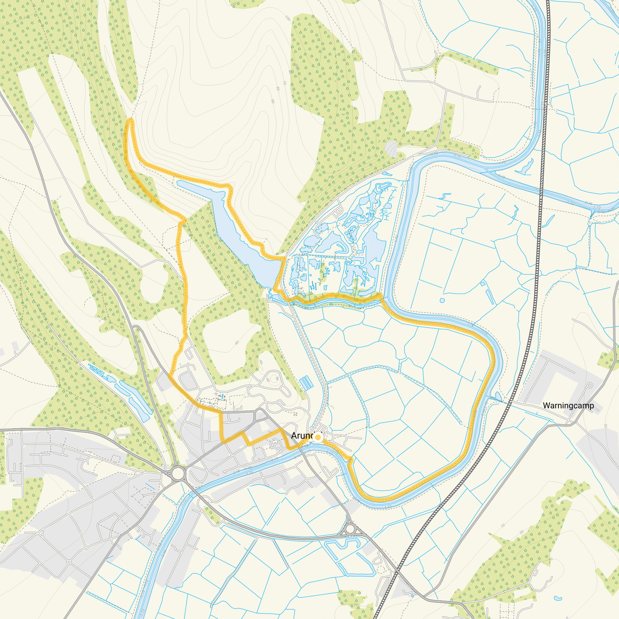 Route map for Arundel park and lake walk, a 4 mile circular walk in Sussex