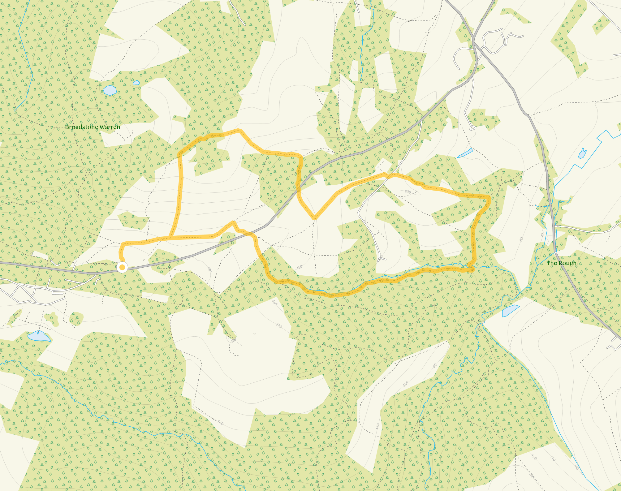 Route map for Ashdown Forest Walks, Sussex