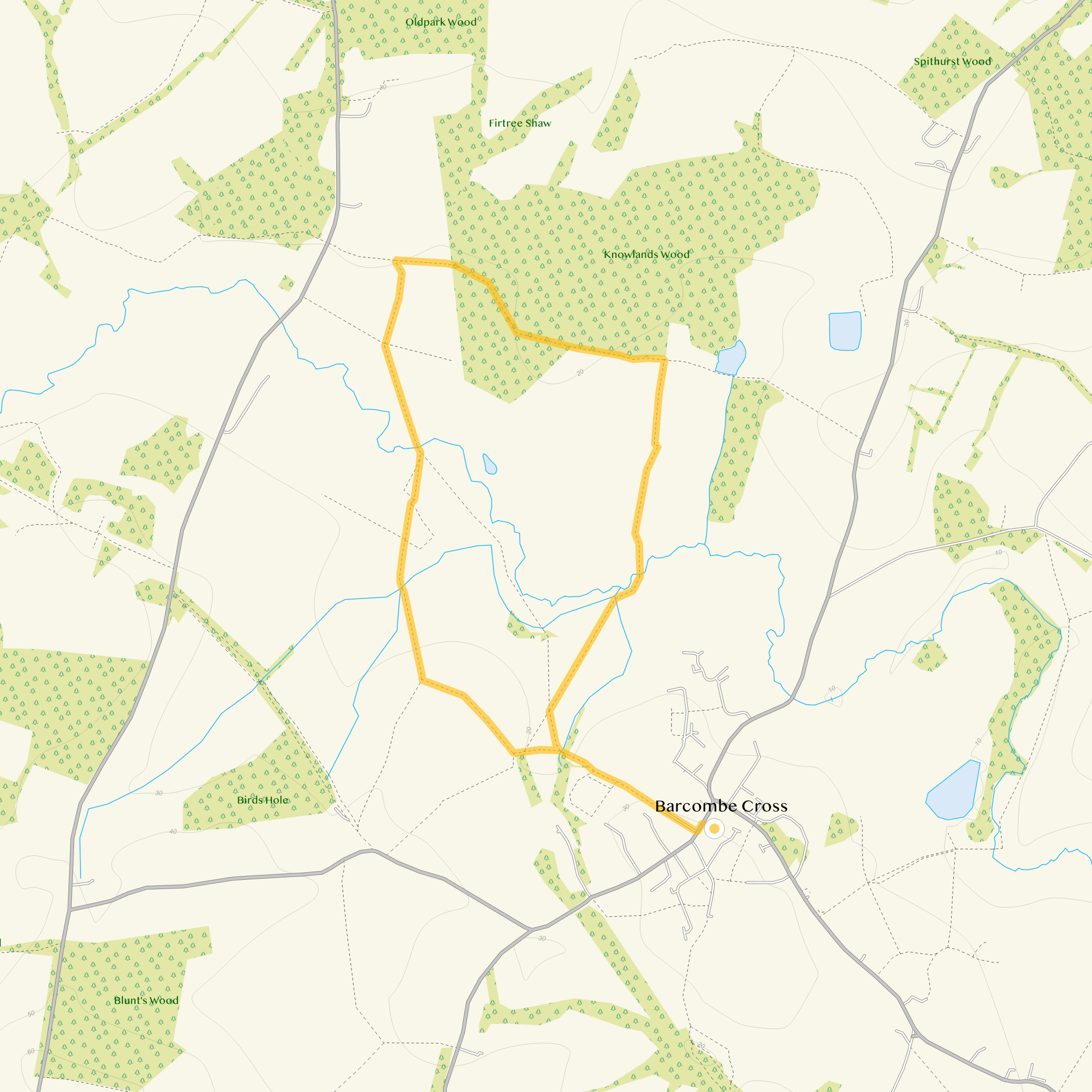 Route map for Barcombe Cross Walk 1, a 2.5 mile circular walk in Sussex