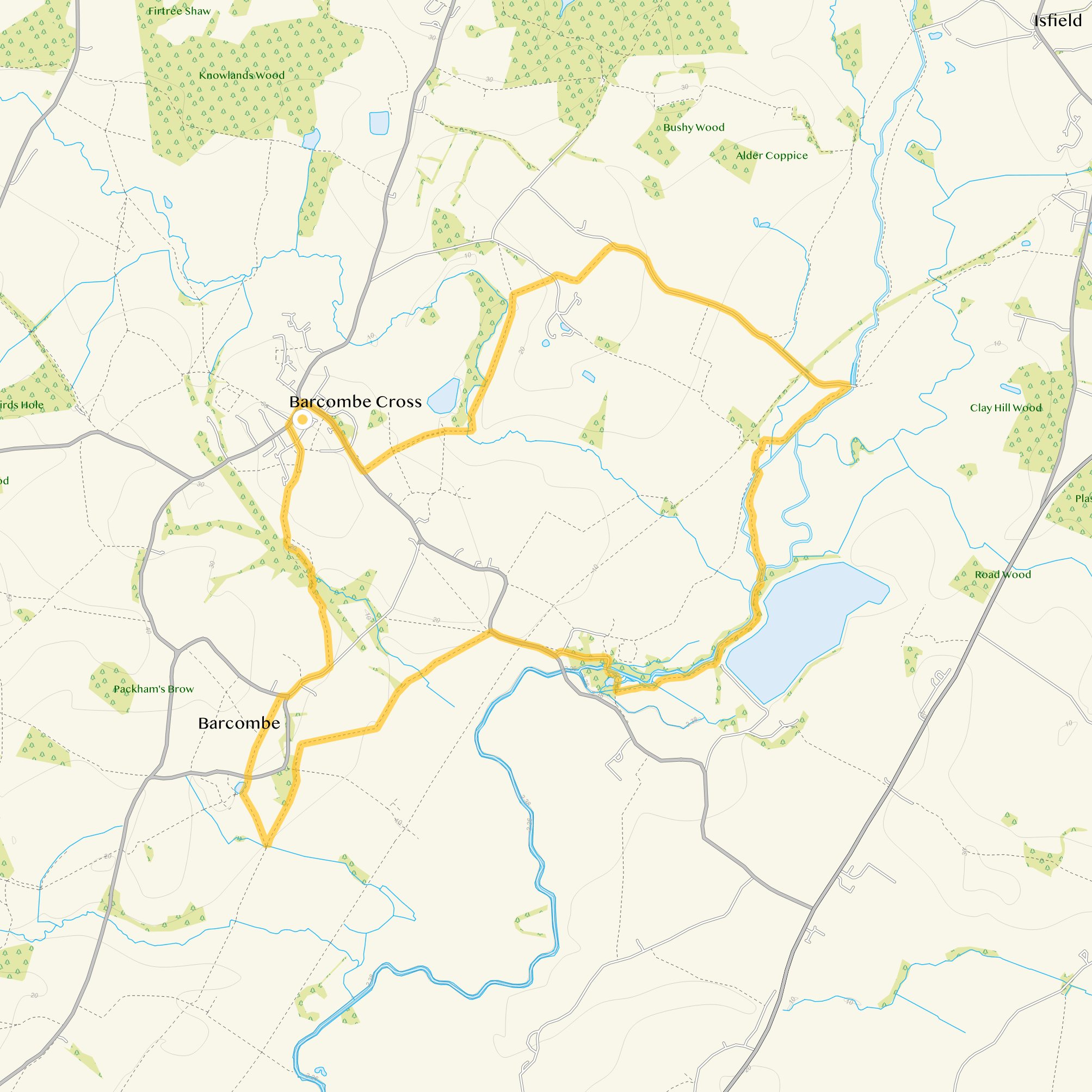 Route map for Barcombe Cross Walk 2, a 5.5 mile circular walk in Sussex