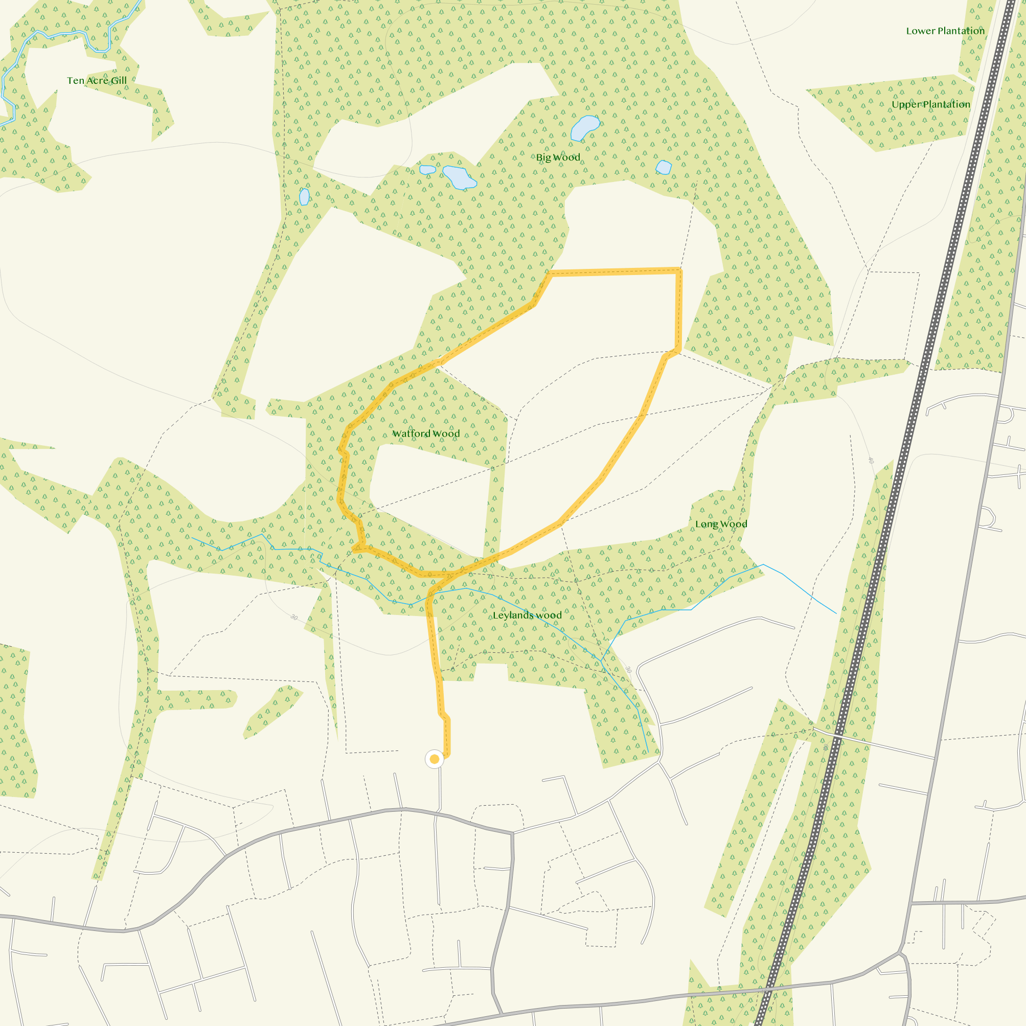 Route map for Bedelands Nature Reserve, a 1 mile circular walk in Sussex