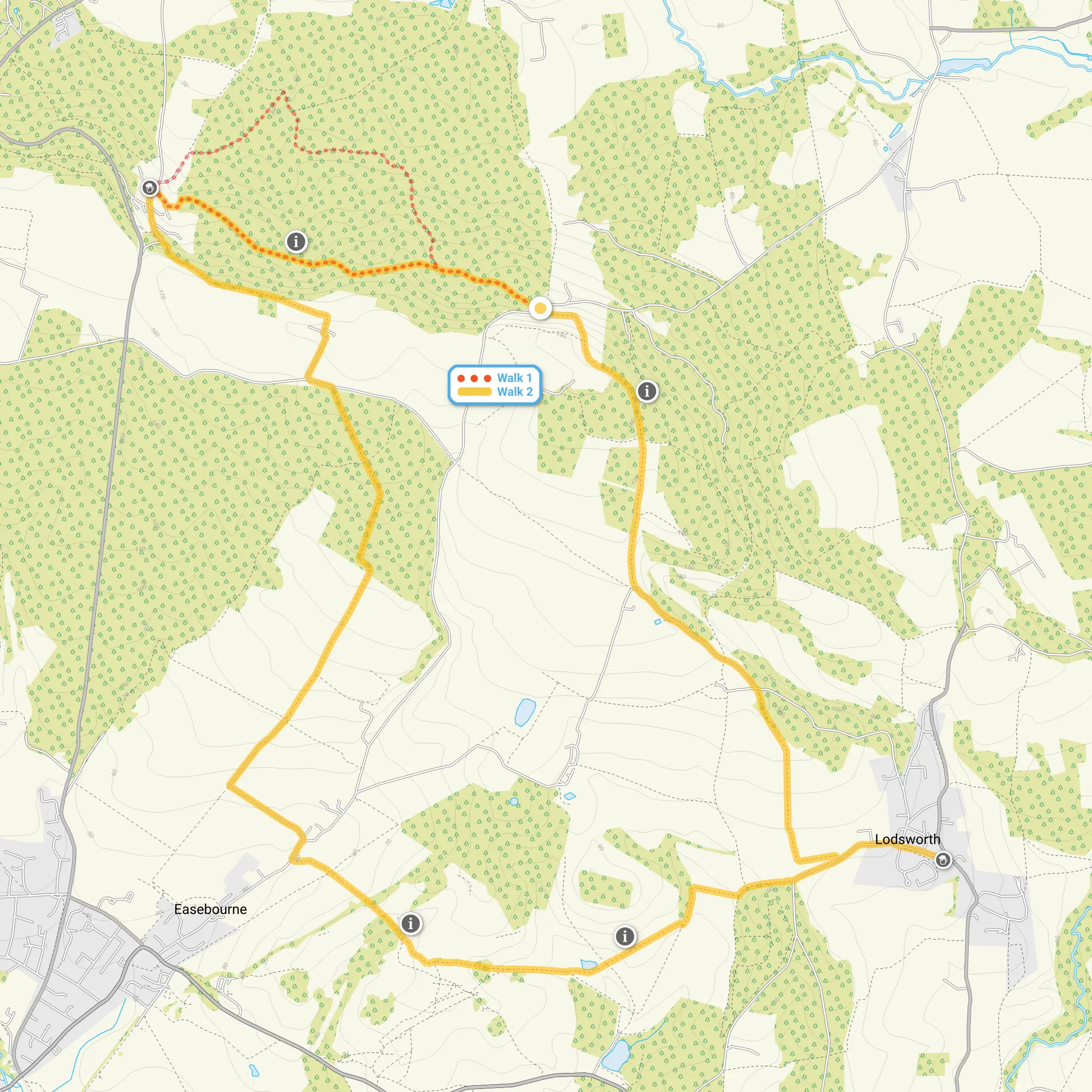 Route map for Bexleyhill Walk 1, a 2.25 mile circular walk in Sussex